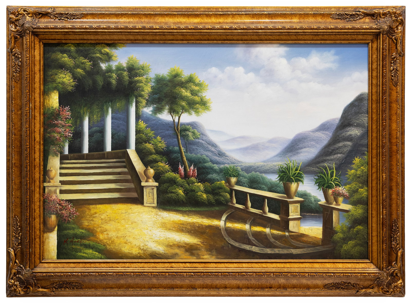 K. Hoskin (Native American, Navajo), Mountain Landscape Terrace Scene (1 of 4)