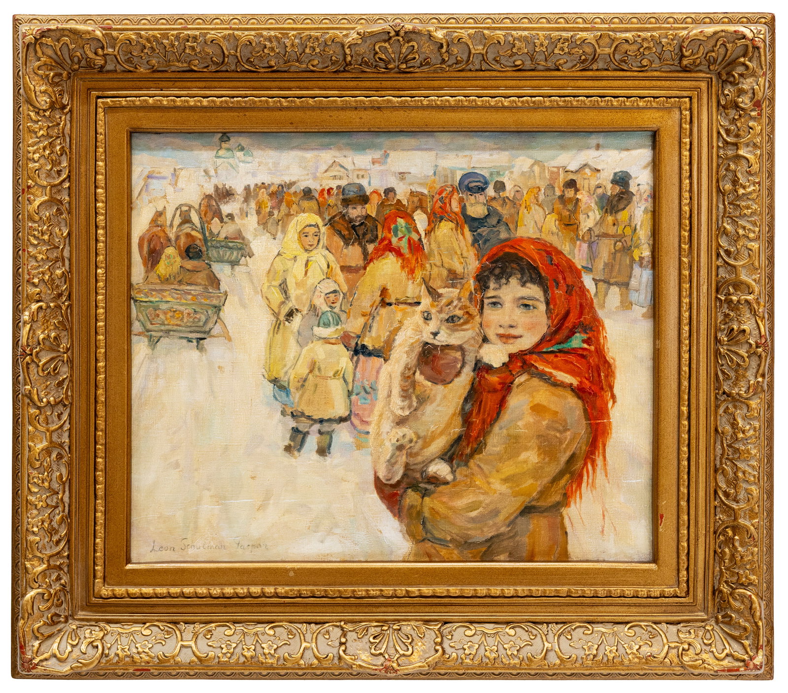 Attr Leon Shulman Gaspard (Russian-American) Oil on Canvas (1 of 4)