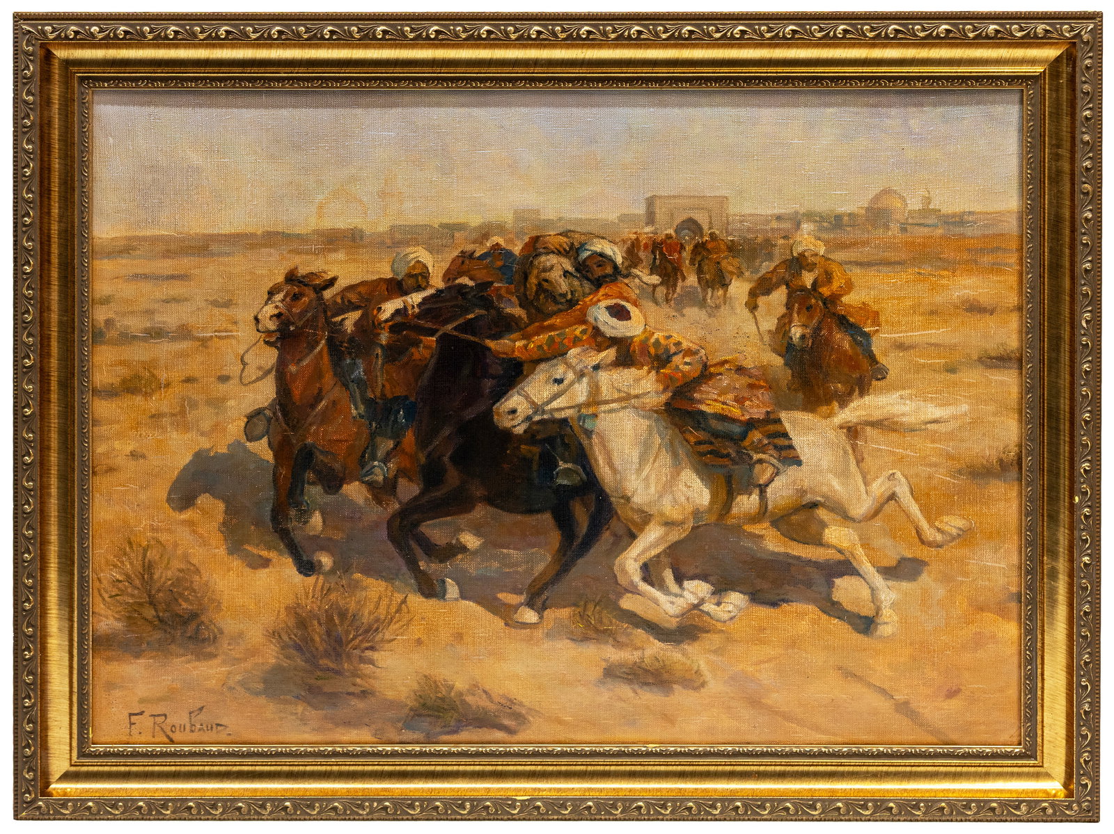 Attr Franz Roubaud (Russian-French, 1856-1928) A Game of Buzkashi, Oil on Canvas (1 of 4)