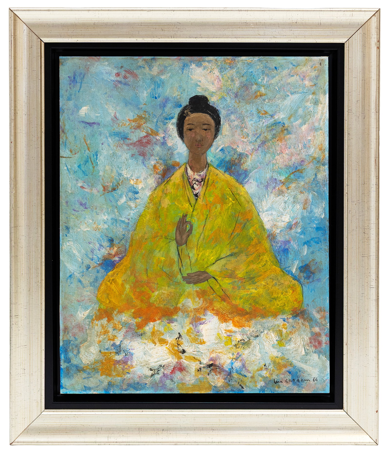 Vu Cao Dam (Vietnamese/French, 1908-2000) Seated Female Figure 1966, Oil on Board: Artist, Year, Title: Vu Cao Dam (Vietnamese/French, 1908-2000), Seated Female Figure, 1966 Medium: Oil on Board Dimensions: 16.5" x 20" with frame; 15.5" x 12" without frame.