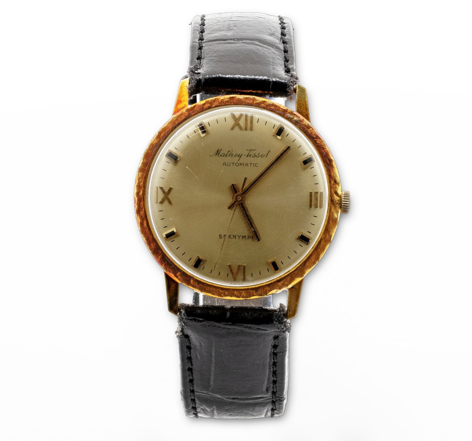 Mathey-Tissot Seanymph 34mm Ref. 1230 18K Solid Gold Watch: Brand: Mathey-Tissot Seanymph, Ref. 1230 Movement: Mechanical (Automatic) Case: 18K solid yellow gold Dial: Gold dial with Roman numerals Case Size