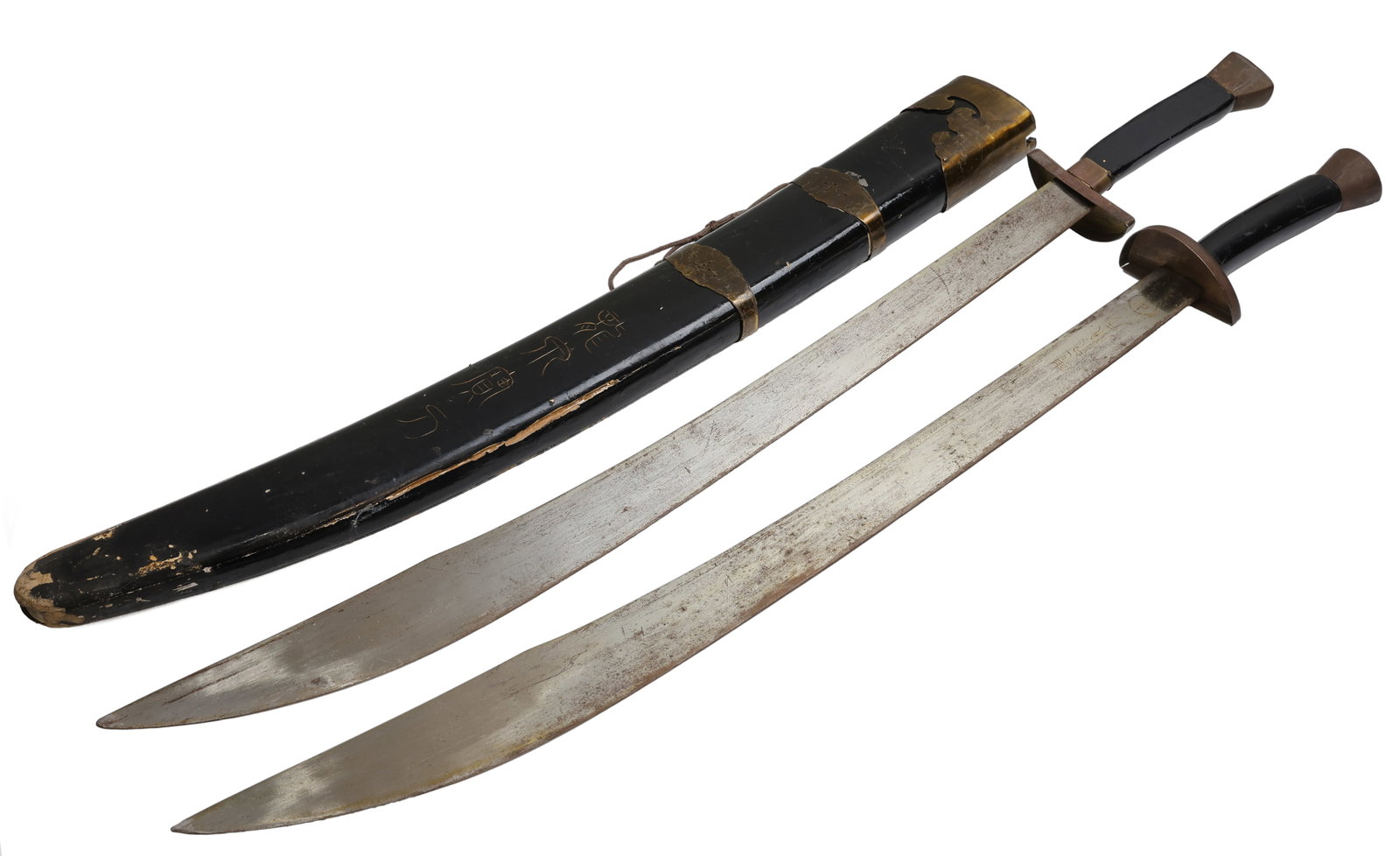 Pair of Chinese Shuang Dao (Twin Sabers) Swords with Scabbard (1 of 15)