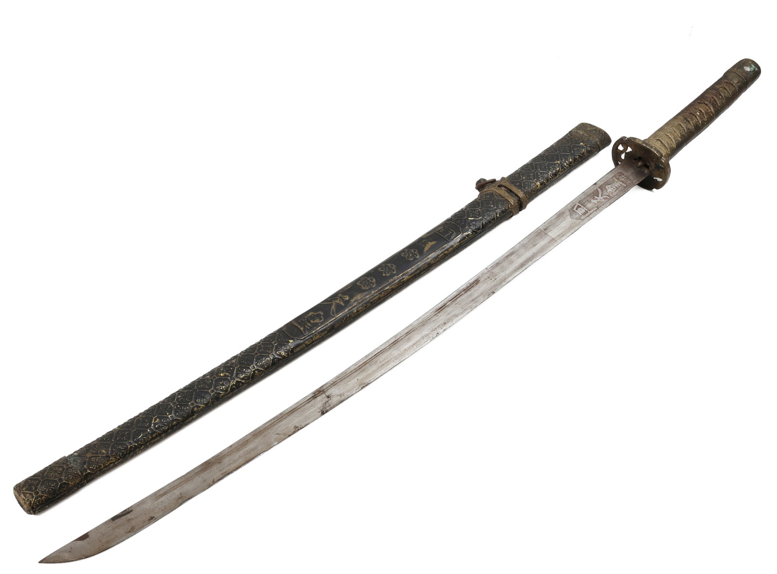 Chinese Style Dao Sword (Curved Saber) with Scabbard & Characters (1 of 11)