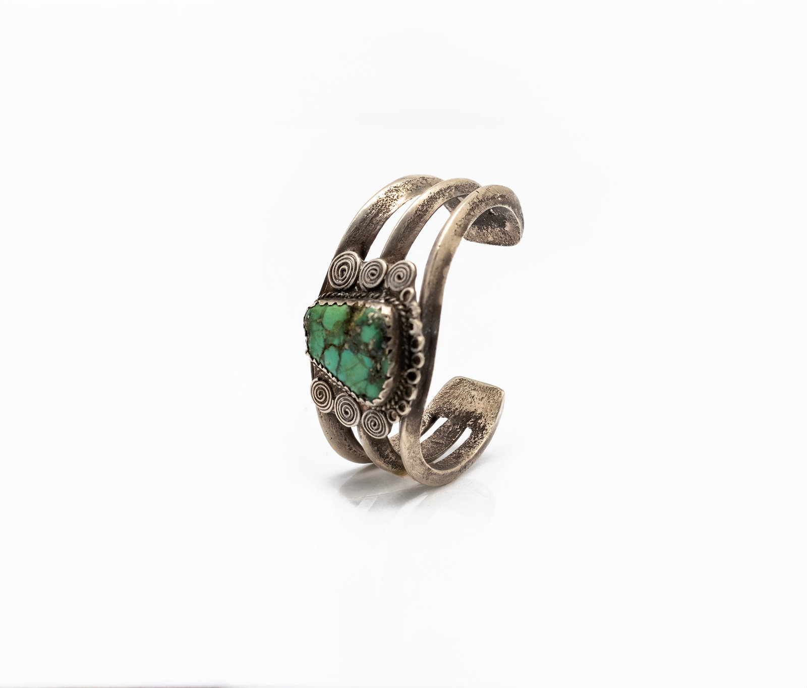 Navajo Native American Silver Cuff Bracelet with Turquoise (1 of 4)
