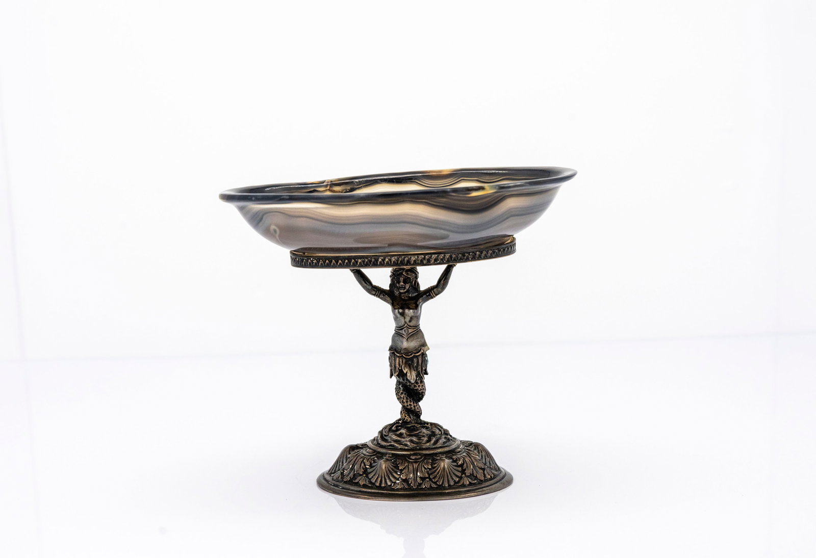 German Sterling Silver & Carved Agate Figural Pedestal Compote (1 of 12)