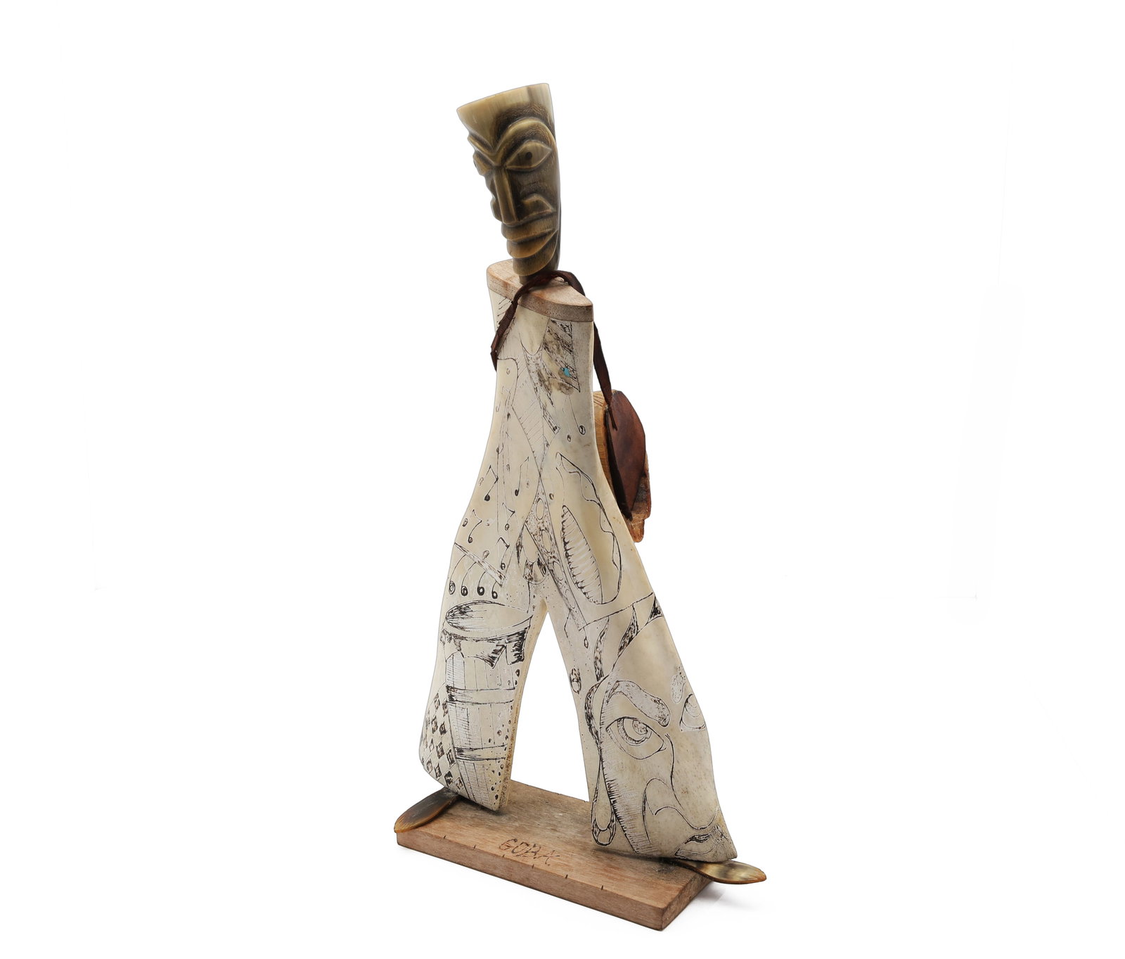 Vintage GOBA Carved Bone Folk Art Sculpture: Title: Vintage GOBA Carved Bone Folk Art Sculpture Origin: Africa Year: Mid to Late 20th Century Dimensions (in): 14.5" H x 8.5" W Material: