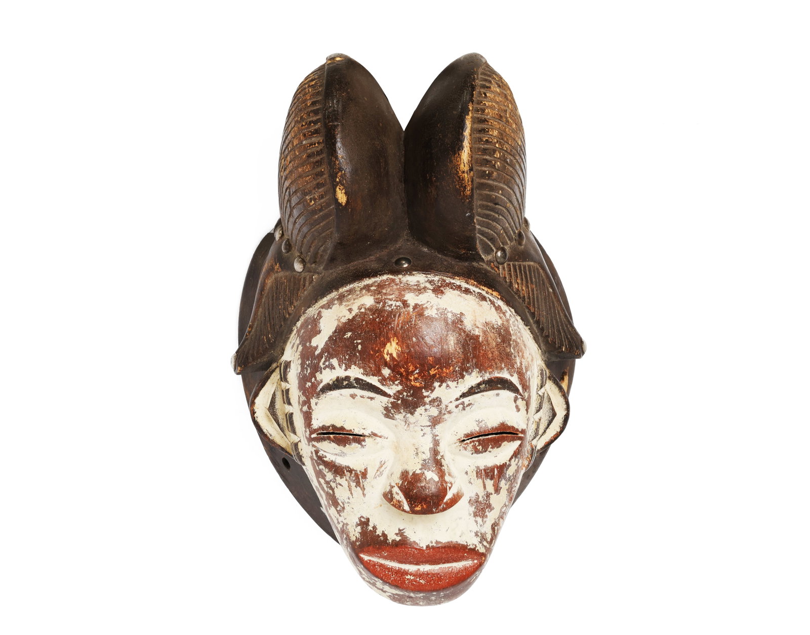 Punu Mask Handcrafted African White Face Ancestral Mask (1 of 7)