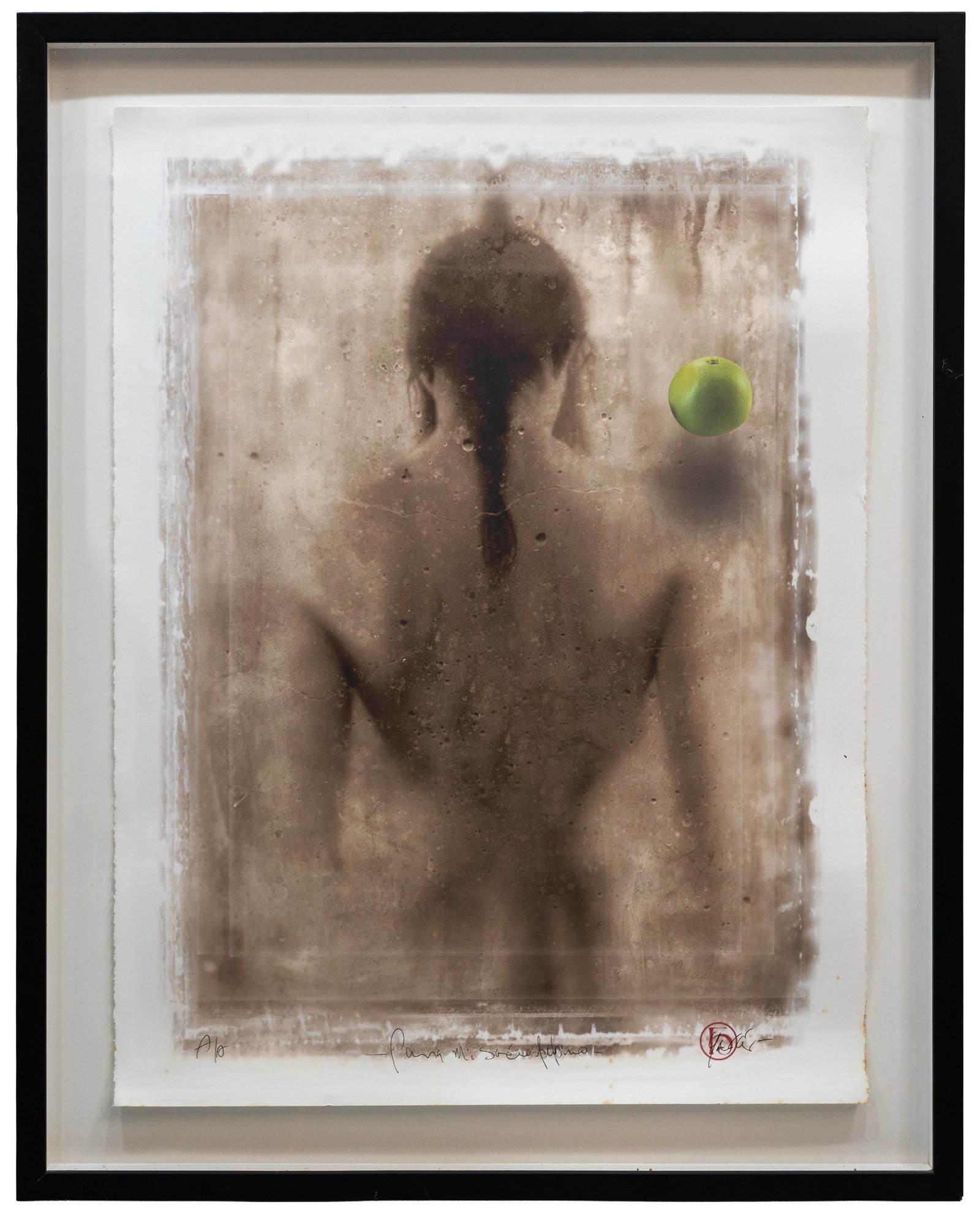 Fernando Enfori Garcia (Cuban, b. 1955), Espalda con Manzana (Back wirth Apple): Artist, Title, Year: Fernando Enfori García, Espalda con Manzana (Artist's Proof), ca. late 20th century Origin: United States Medium: Mixed media fine art print / graphic construction