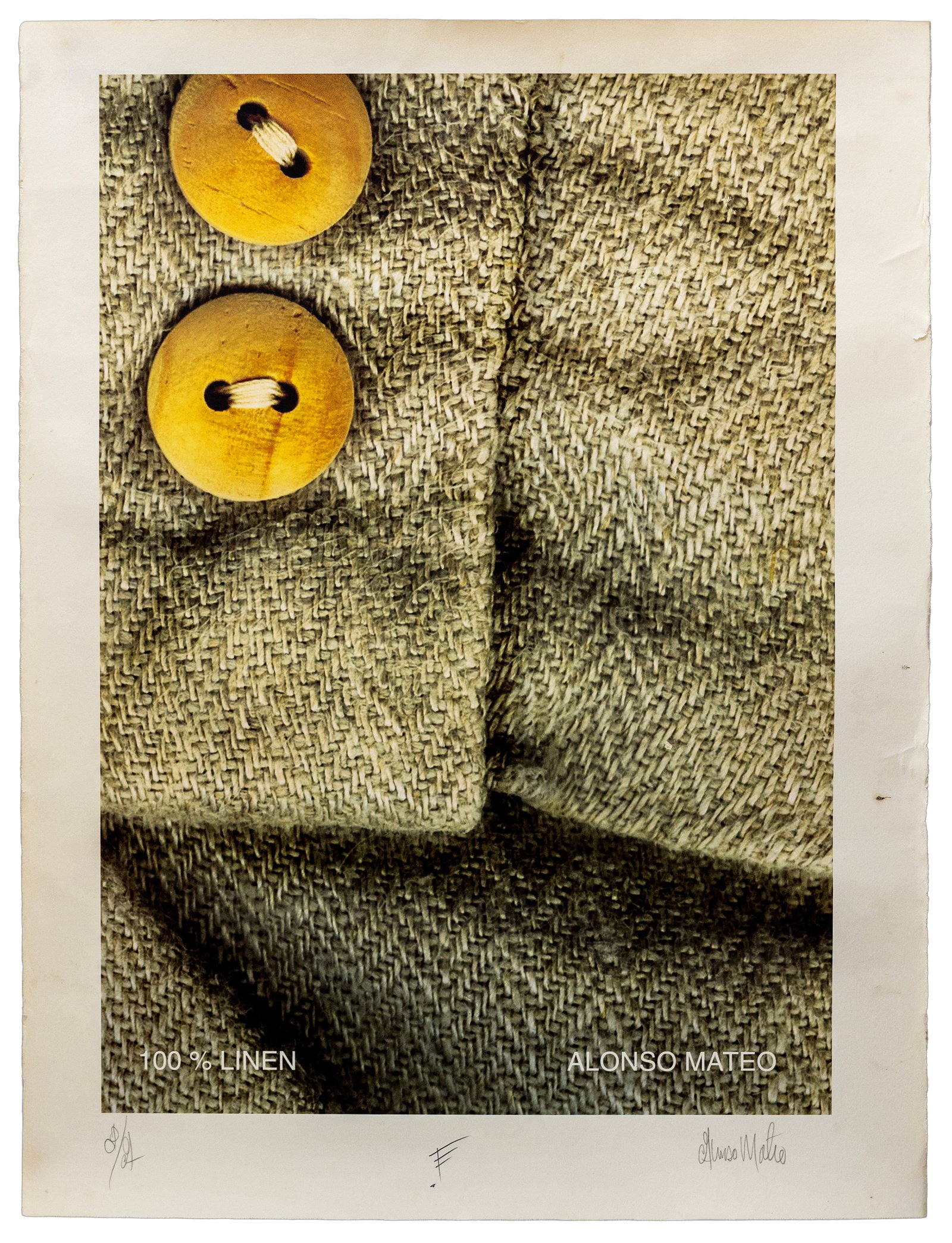 Alonso Mateo (Cuban, b. 1964), 100% Linen: Artist, Title, Year: Alonso Mateo (Cuban, b. 1964), 100% Linen, ca. late 20th century Origin: United States Medium: Mixed media fine art lithograph / photographic print on heavy wove p