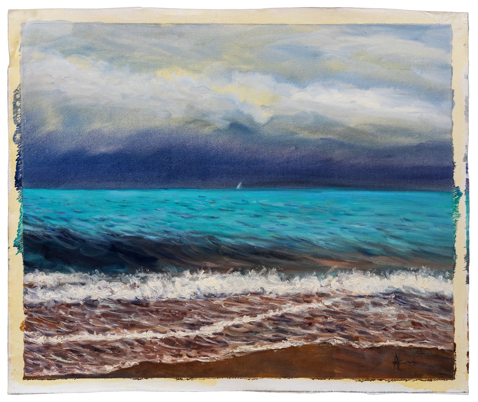 Alexander Heucher (Ukrainian-German, b. 1948), Coastal Seascape: Artist, Year, Title: Alexander Heucher (Ukrainian-German, b. 1948), Coastal Seascape Origin: Ukraine / Germany Medium: Oil on canvas Dimensions: 21 x 25 in