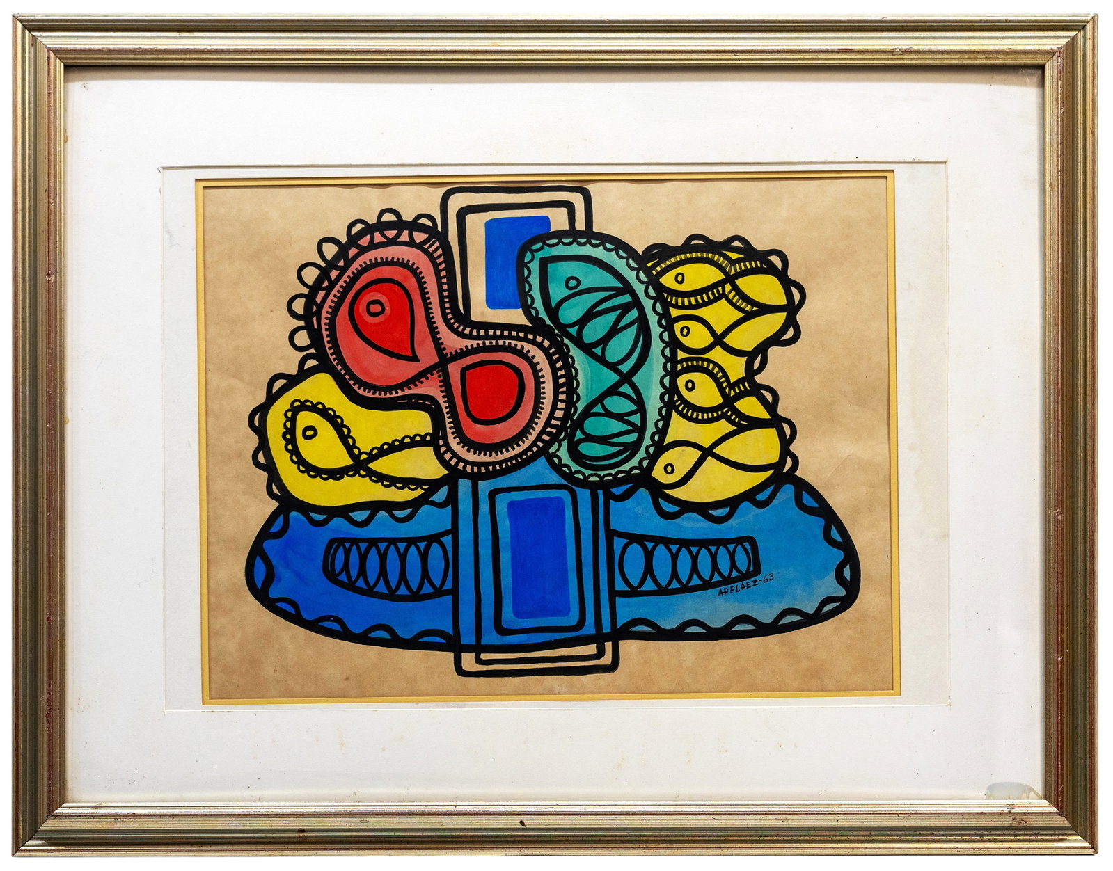 Amelia Pelaez Cuban Modernist Gouache on Paper, 1963 (1 of 4)