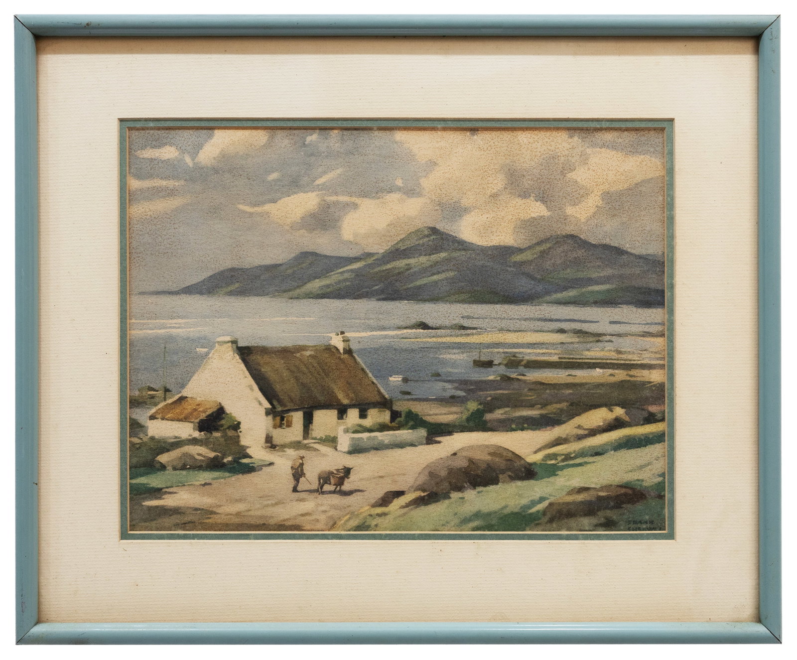 Frank Sherwin "Dundrum Bay, Co. Down" Coastal Landscape Painting: Artist, Year, Title: Frank Sherwin (British, 1896-1985) "Dundrum Bay, Co. Down" Coastal Landscape Painting Medium: Watercolor on paper Dimensions: 20" x 16" with frame