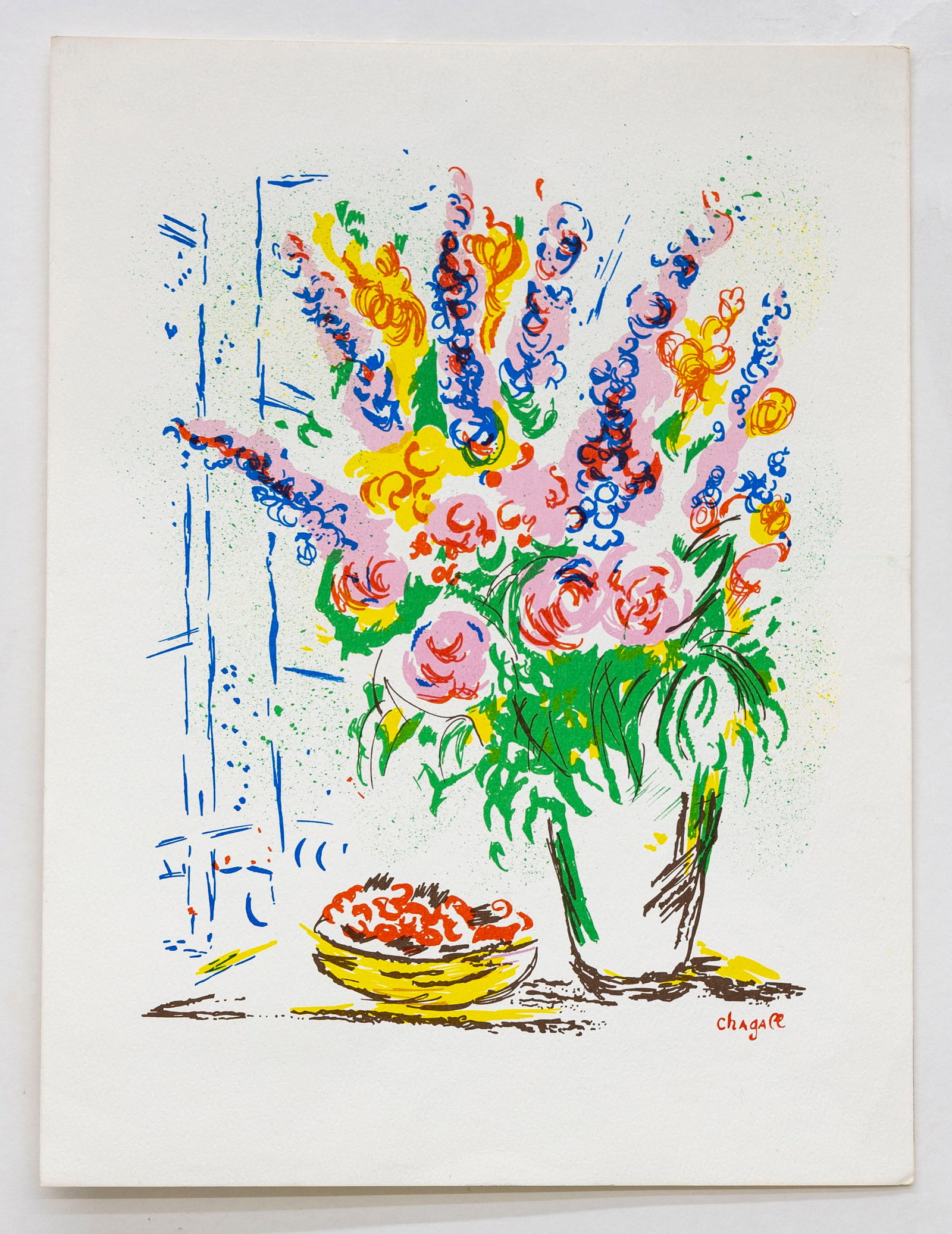 Marc Chagall (Russian-French, 1887-1985) Still Life Flowers&Fruit Bowl, Lithograph (1 of 3)
