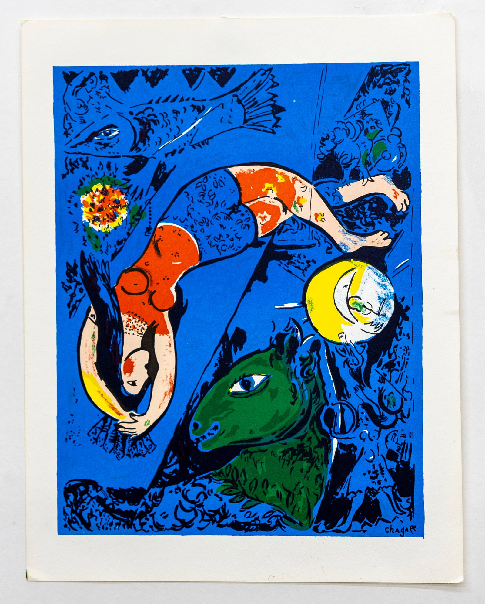 Marc Chagall (Russian-French, 1887-1985) Acrobat with Green Horse, Lithograph (1 of 3)