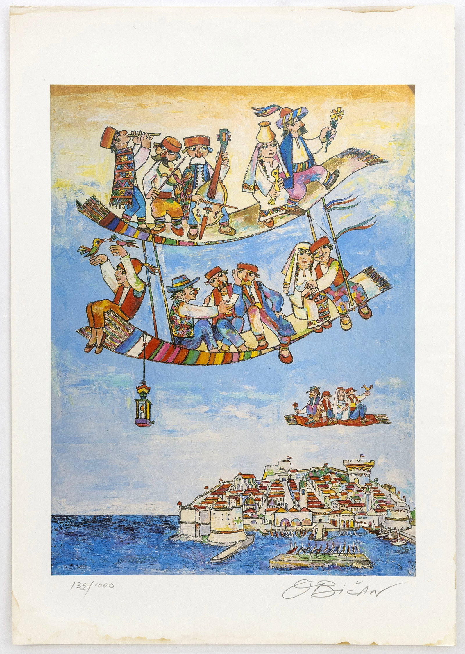 Jovan Obican (Yugoslav-American, 1918-1986), The Flying Carpet, Judaica Ltd. 132/1000, Lithograph on (1 of 5)