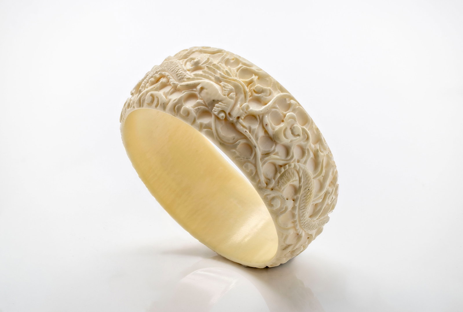 Vintage Fine Carved Dragon Motif Bangle Bracelet (1 of 3)