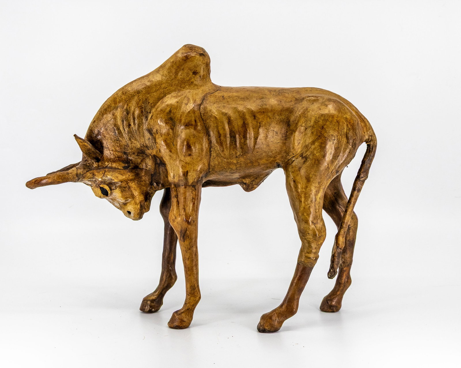 Hand-Carved Wooden Bull Sculpture (1 of 8)