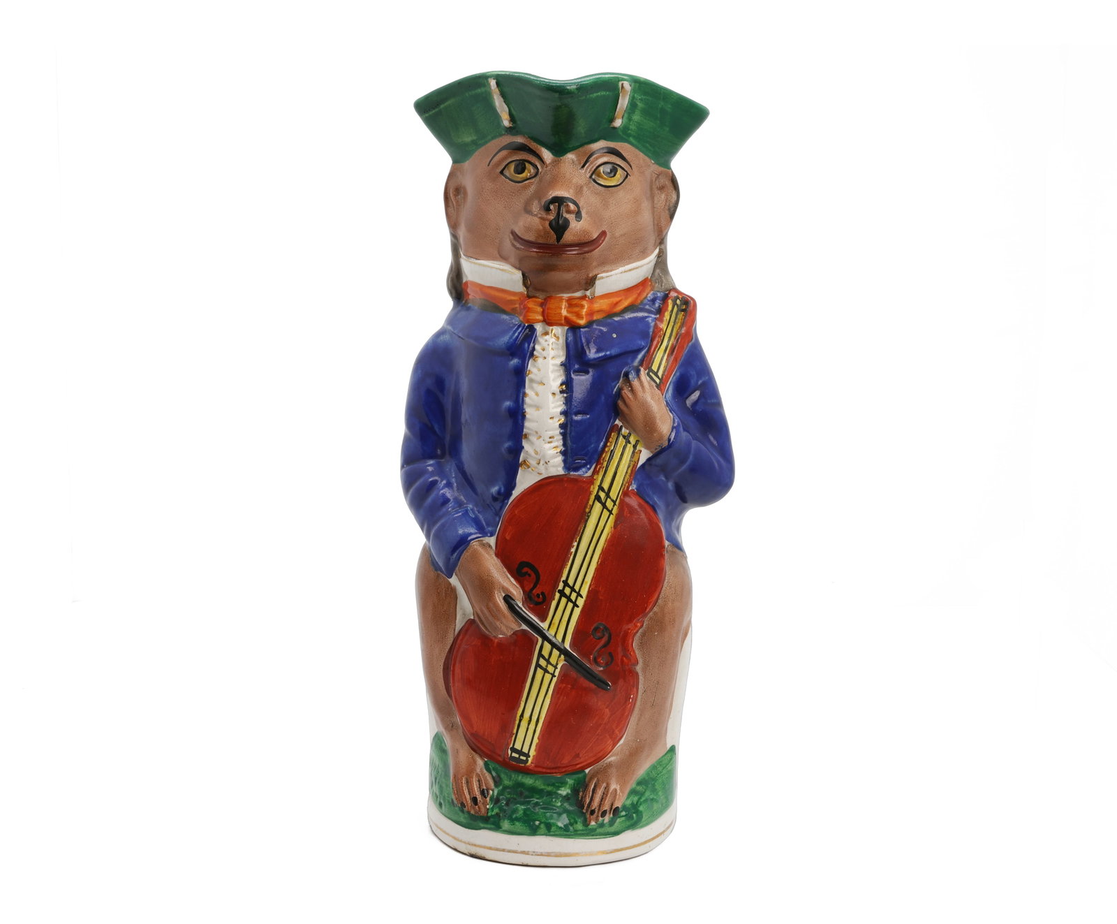 Antique Staffordshire Colonial Monkey Playing Cello Toby Pitcher Jug (1 of 7)