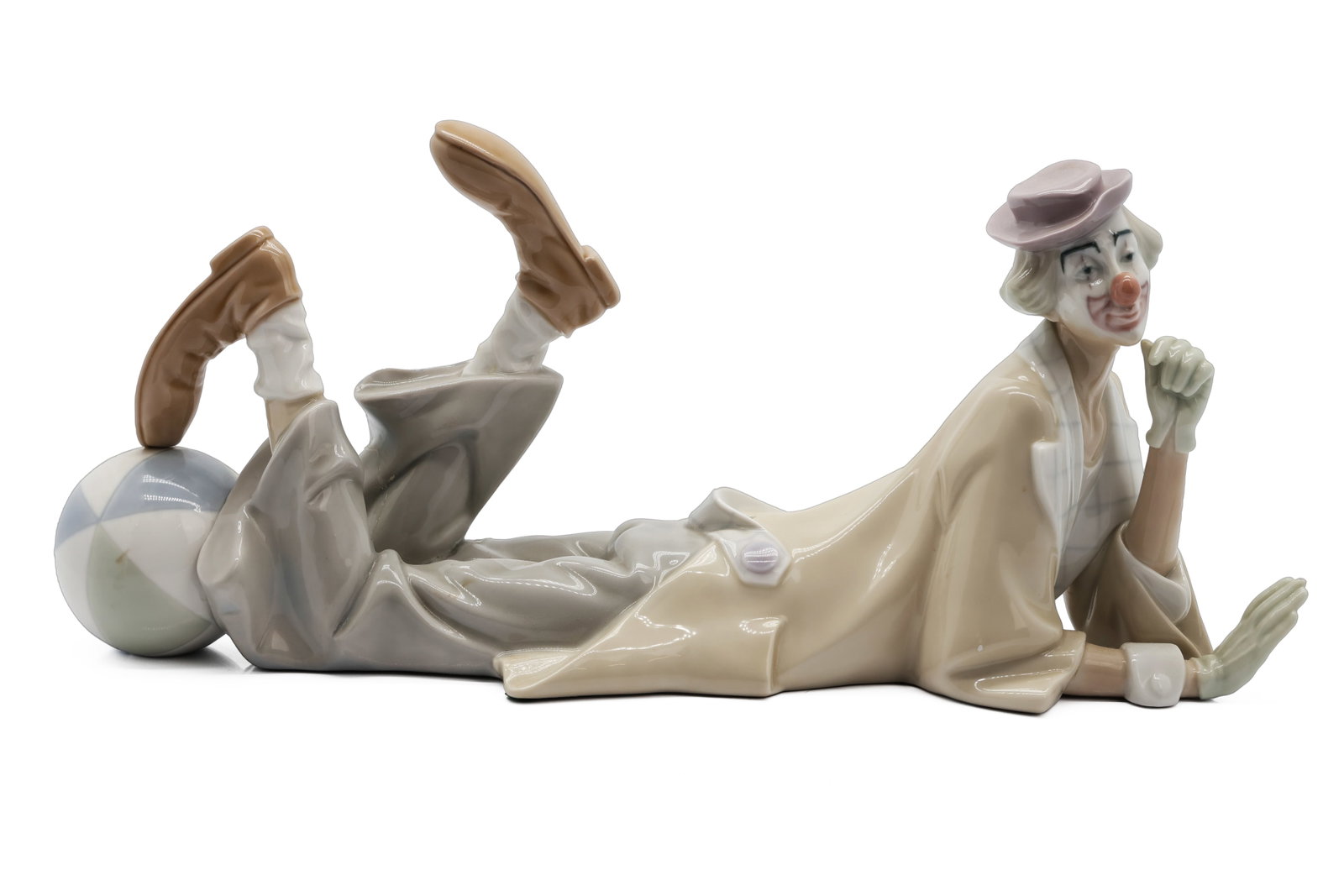 Lladro Reclining Clown with Ball Glazed Porcelain (1 of 10)