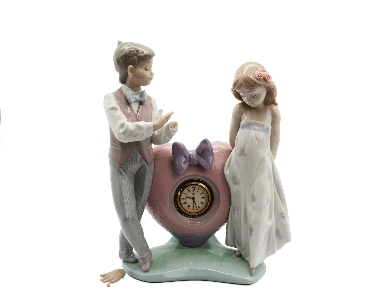 Lladro Porcelain Figural Clock, Model No. 5992: Title: Lladró Porcelain Figural Clock, Model No. 5992 Origin: Spain Maker: Lladró Date: 1992 Medium: Glazed porcelain with q