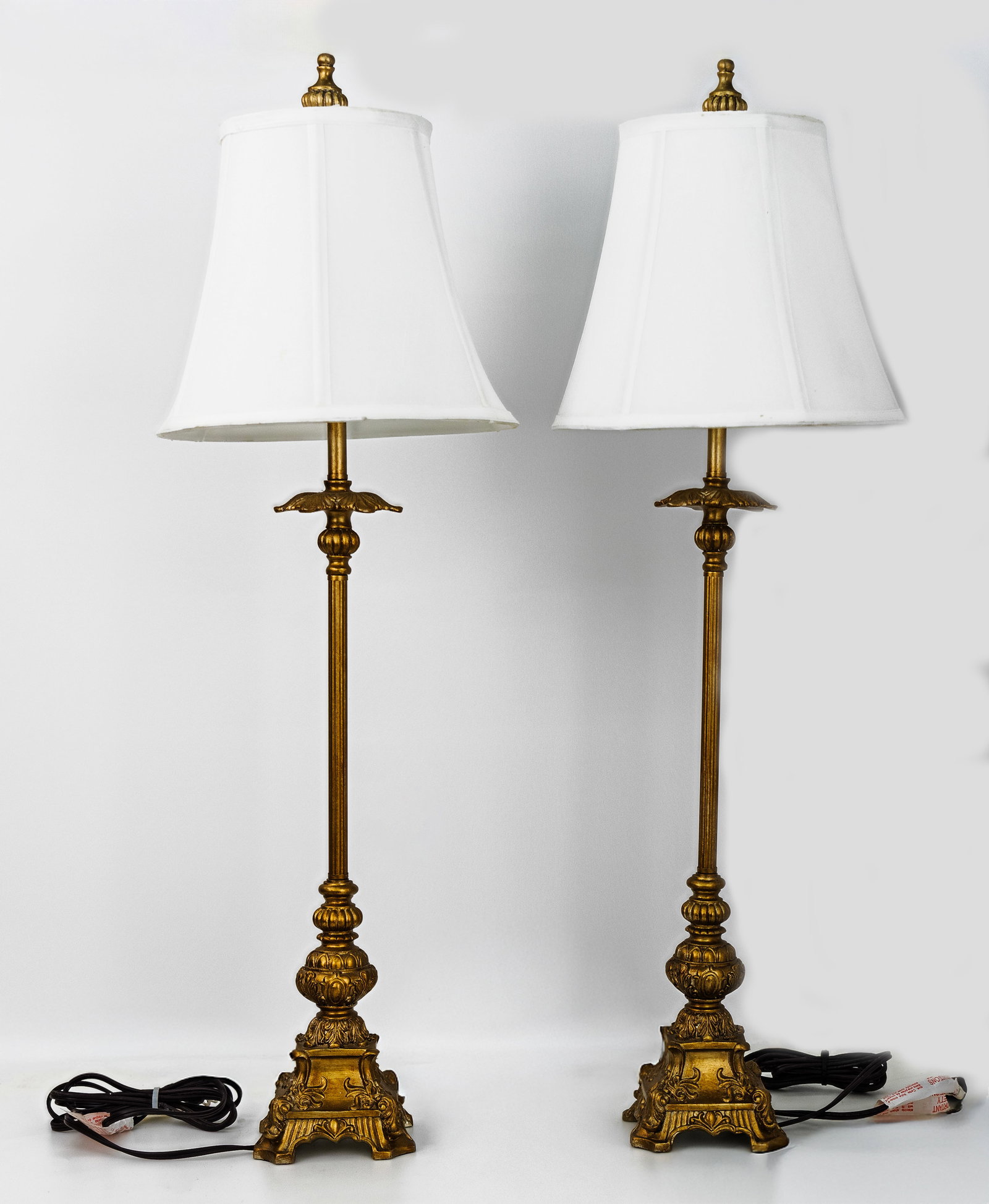 Pair of Neoclassical Gilt Metal Table Lamps (1 of 6)