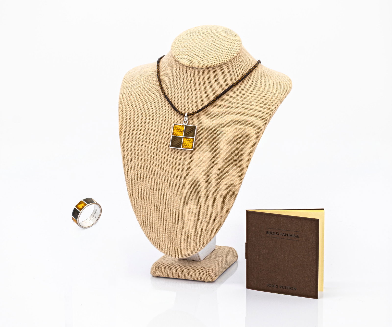 Louis Vuitton Paris Sterling Silver Enamel Pendant Necklace & Ring Set (1 of 8)