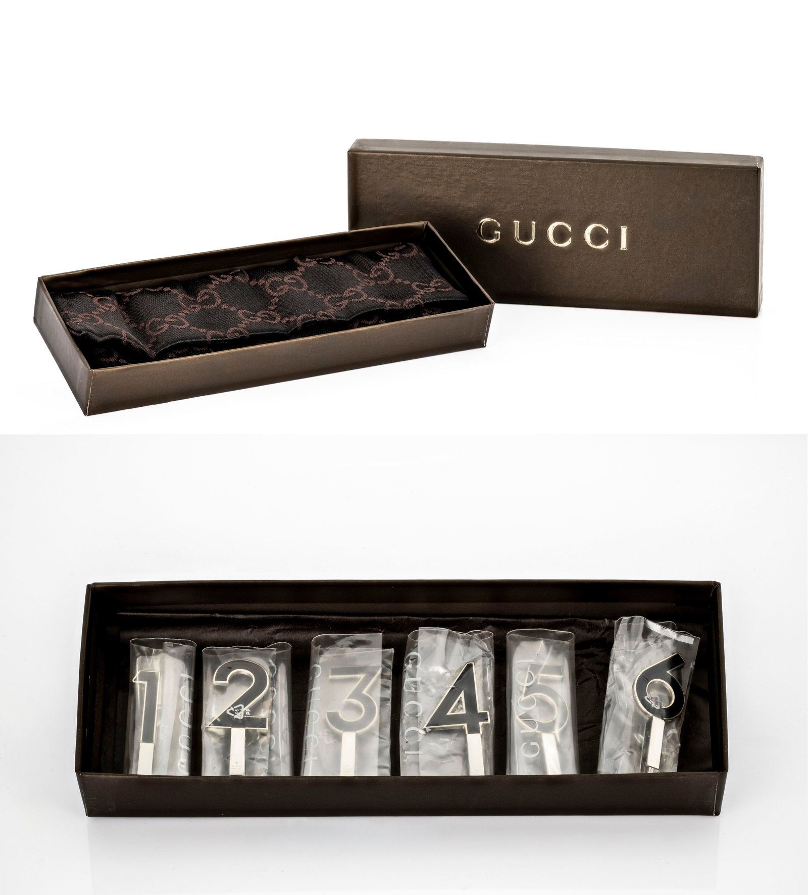 Gucci Set of Six Stainless Steel Numbered Wine Glass Charms (1 of 5)