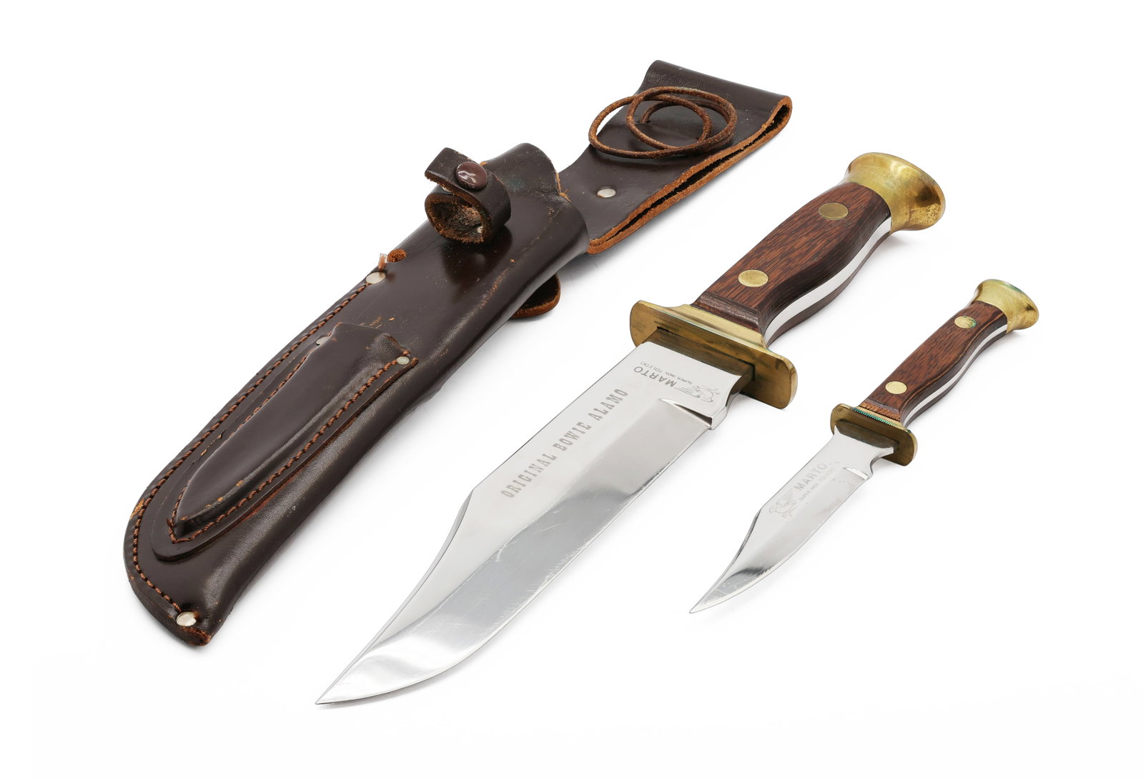 Marto "Original Bowie Alamo" Knife Set with Companion Knife & Leather Sheath, Toledo Spain (1 of 6)