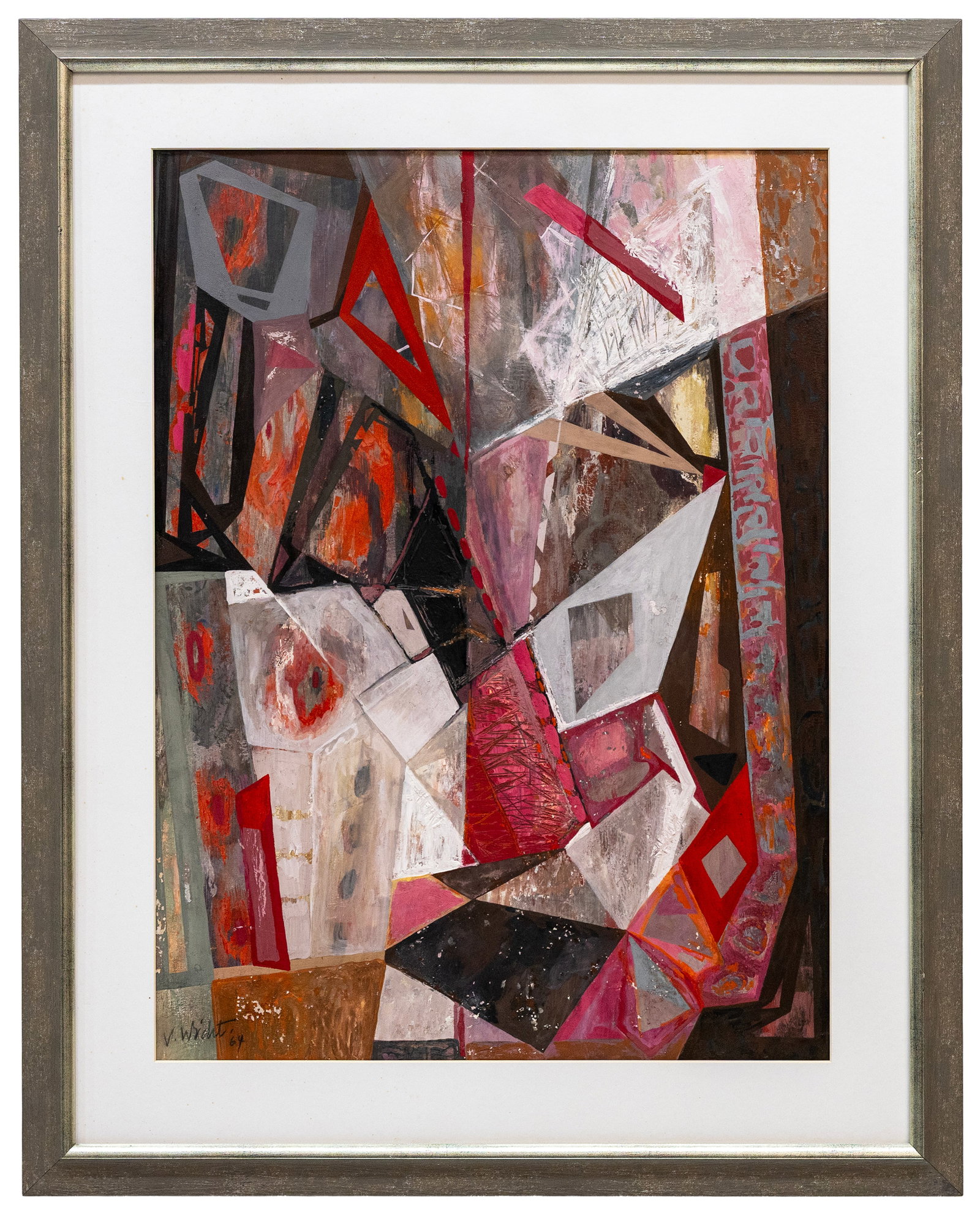 John von Wicht (German-American) Abstract Geometric Composition, Mixed Media on Paper (1 of 4)