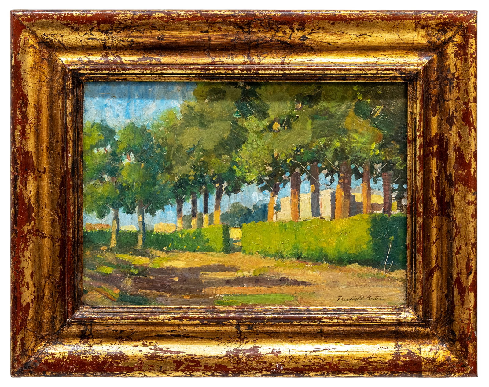Fairfield Porter (American, 1907-1975) Tree-Lined Landscape, Oil on Masonite (1 of 4)