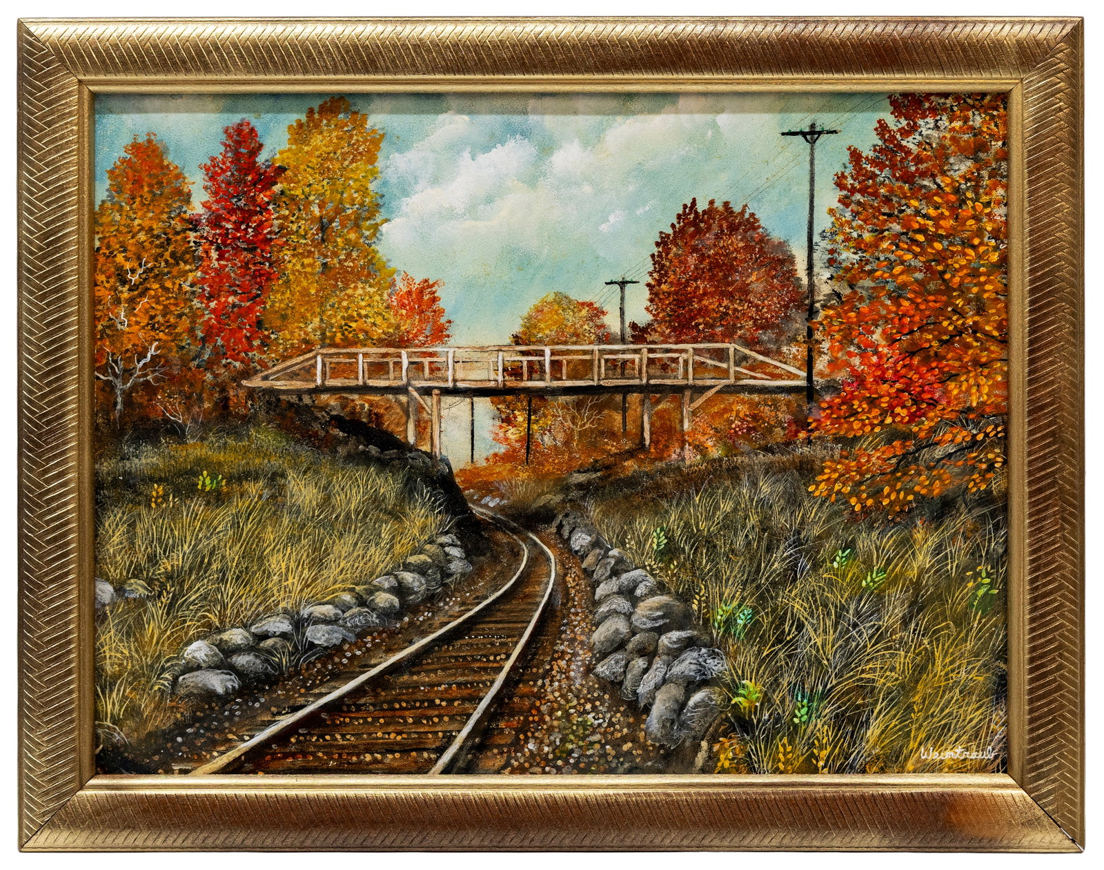 Herbert Weintraub (American, 1934-2019), Autumn Railroad Crossing, Oil on Board (1 of 4)