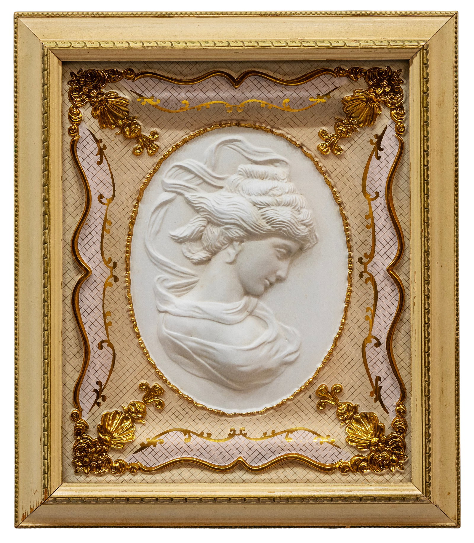 Vintage 3D Lady Cameo Portrait Wall Plaque East Wind, 1960s (1 of 4)
