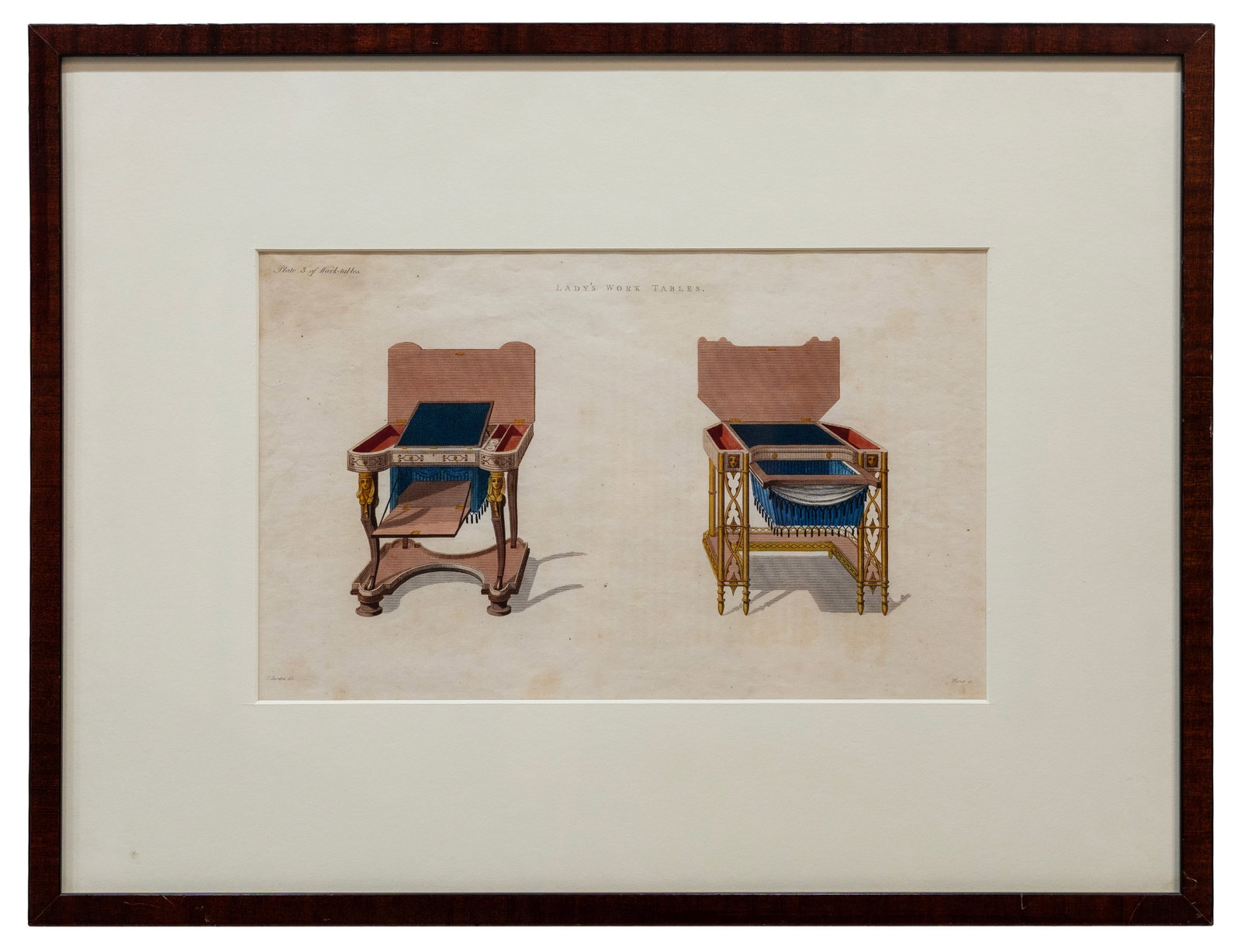 Thomas Sheraton (British, 1762-1806) Lady's Work Tables Engraving (1 of 6)