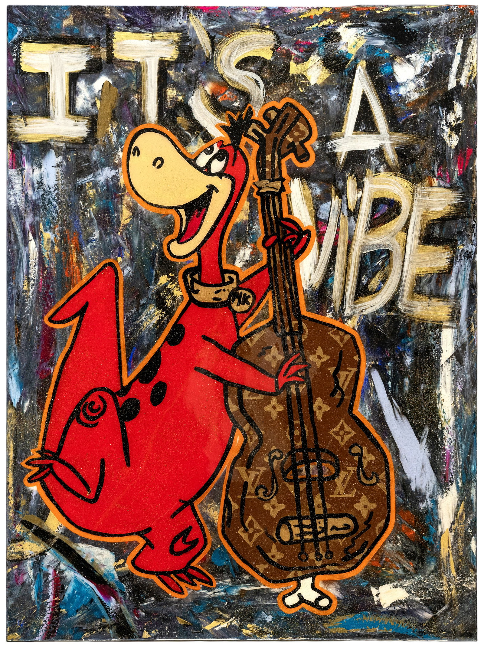In the manner of Canadian artist Rock Therrien, It's a Vibes 2018, Acrylic and Resin on Canvas: Artist, Year, Title: Artist's Proof "It's a Vibes", 2018, in the manner of Canadian artist Rock Therrien Medium: Acrylic and Resin on Canvas Dimensions: 48 x 36 in. Editi