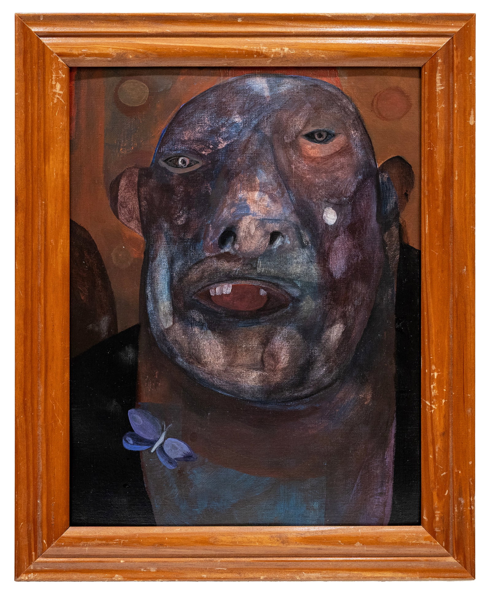 Attr to Oleg Tselkov (Celkov) (Russian/French) Portrait, 1968: Artist, Year, Title: Attributed to Oleg Tselkov (Russian/French, 1934–2021) Portrait, 1968 Medium: Oil on board Dimensions: Framed 13" × 17"; board approximately 12.5" × 16"