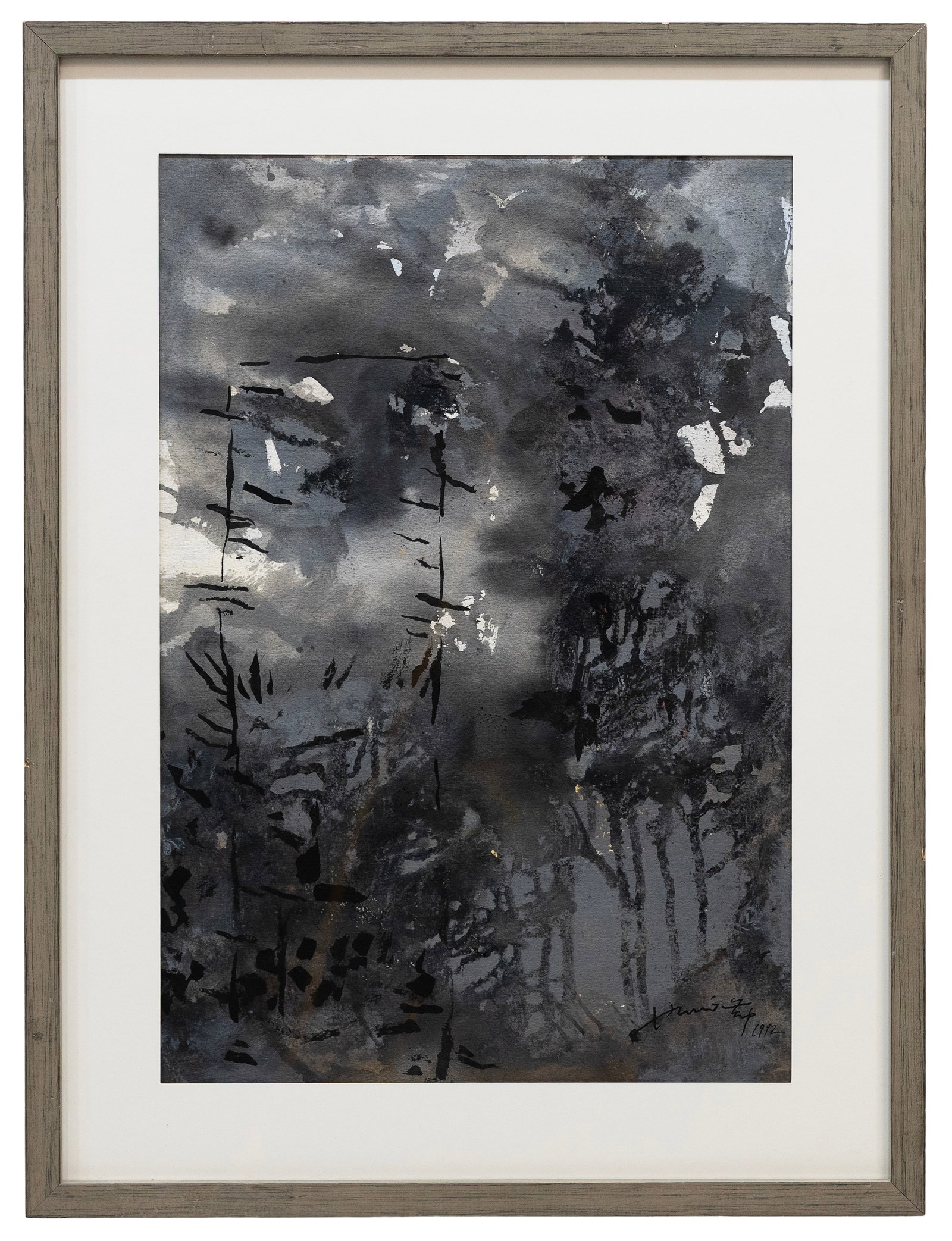 Hsiao Chin (Chinese) Abstract Composition, Ink and Watercolor on Paper (1 of 4)
