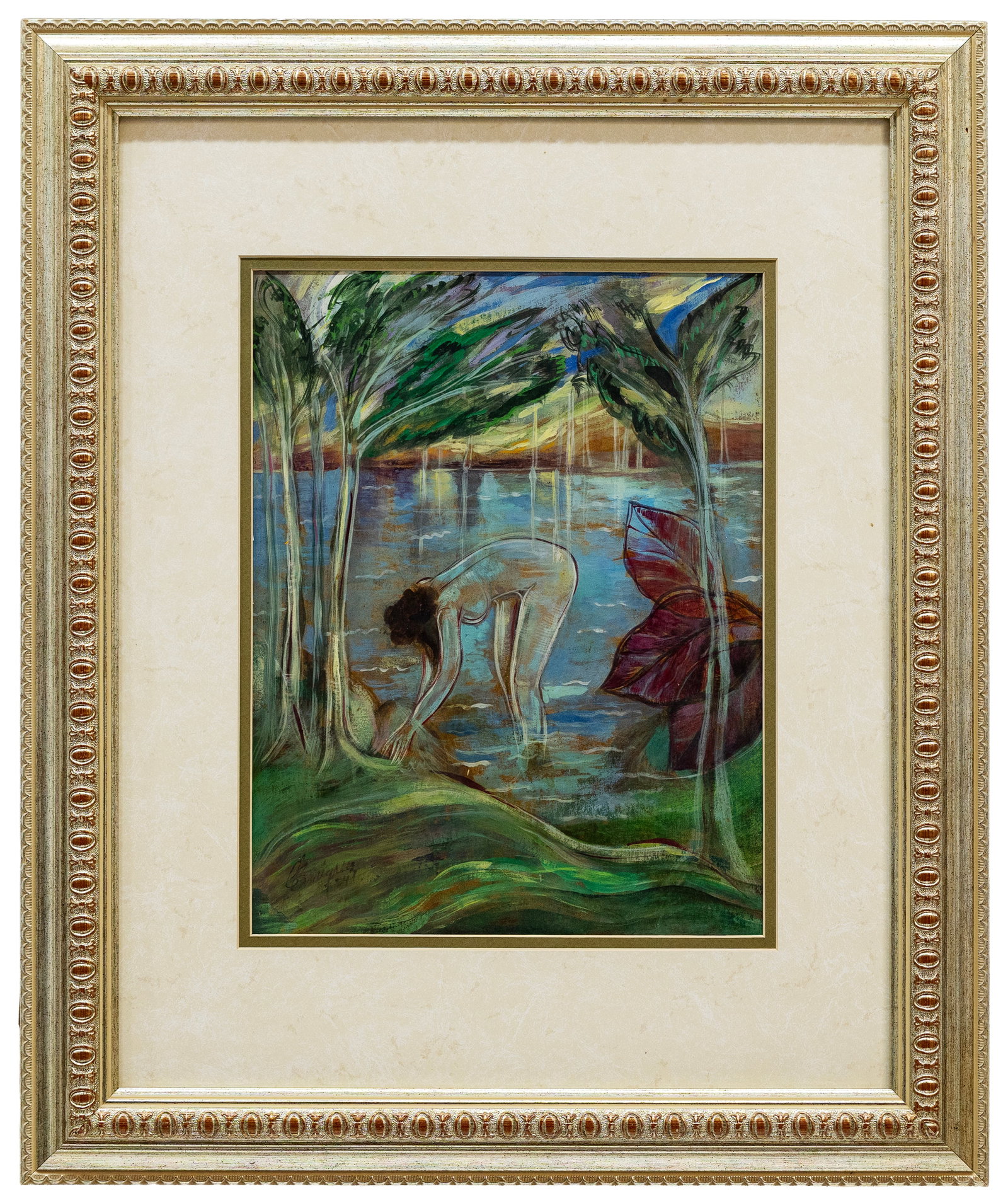 Carlos Enriquez (Cuban) Figures by the Water, Oil on Board (1 of 4)