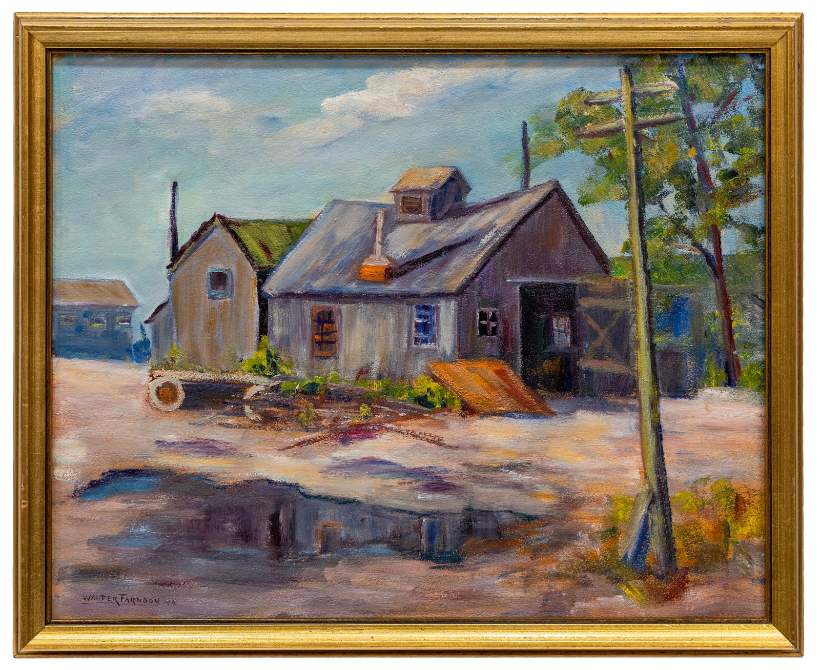 Walter Farndon (American) Rural Homestead, Oil on Board (1 of 4)