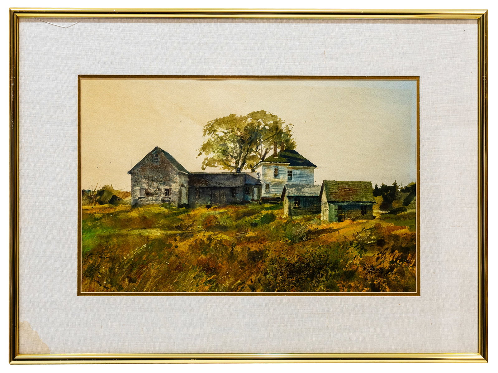 William E. Preston (American) Farmstead Landscape 1974, Watercolor on Paper (1 of 4)