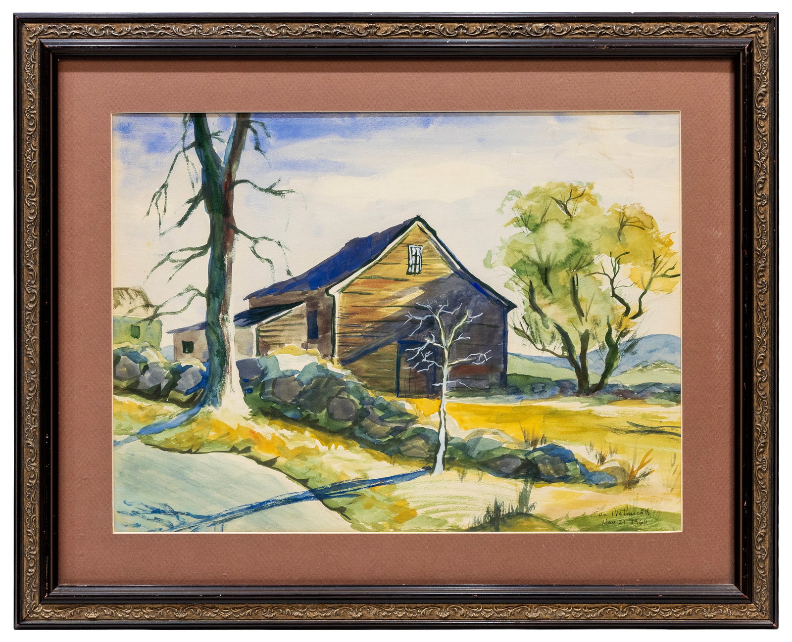 Eve Nethercott (American) Rural Farmstead Landscape, Watercolor on Paper (1 of 4)