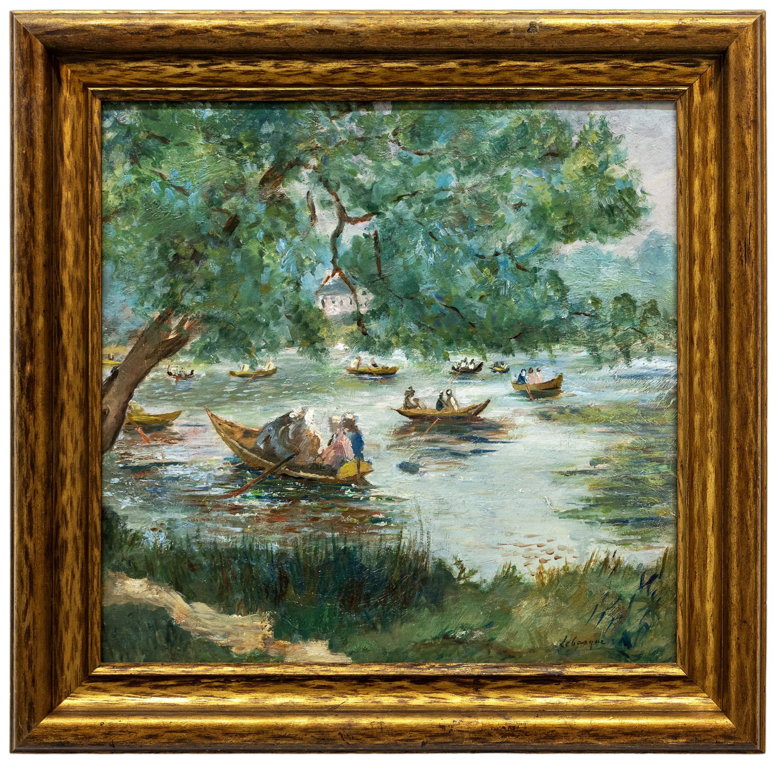 Henri Lebasque, River Landscape with Boats, Oil on Canvas mounted on board (1 of 5)