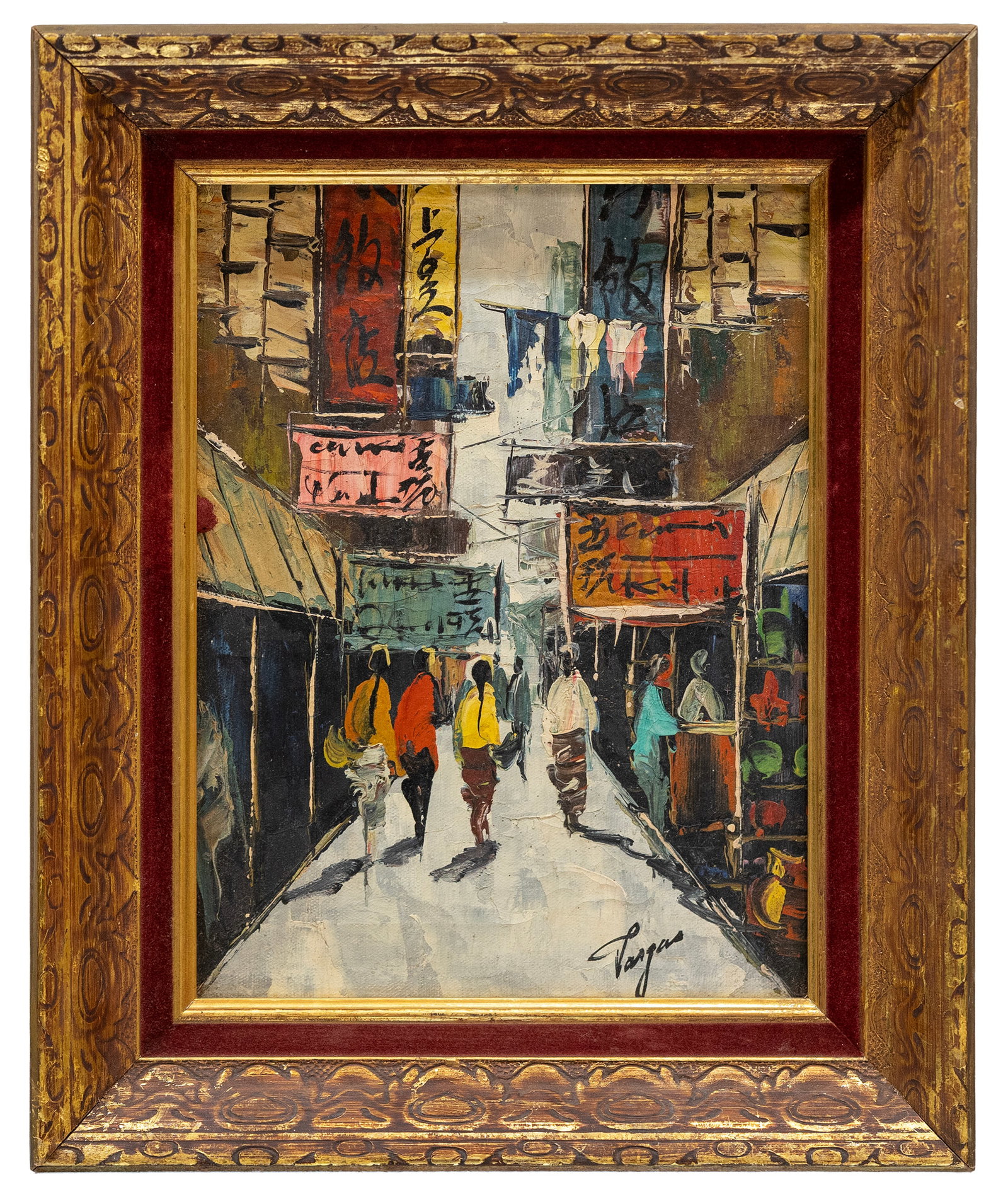 Signed Vargas (20th Century) L.A. Chinatown Back Alley, Oil on Canvas (1 of 4)