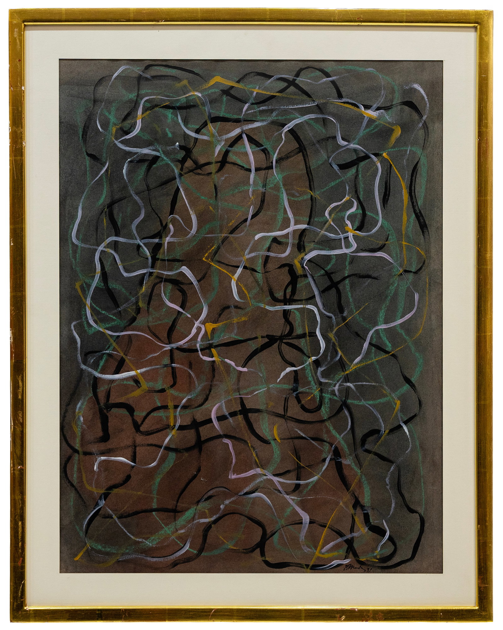 Brice Marden (American) Abstract Composition 1991, Mixed Media on Paper: Artist, Title, Year: Brice Marden (American, 1938–2023), Abstract Composition, 1991. Medium: Mixed Media on Paper. Dimensions: Framed: 23 x 30 in. Provenance: Pr