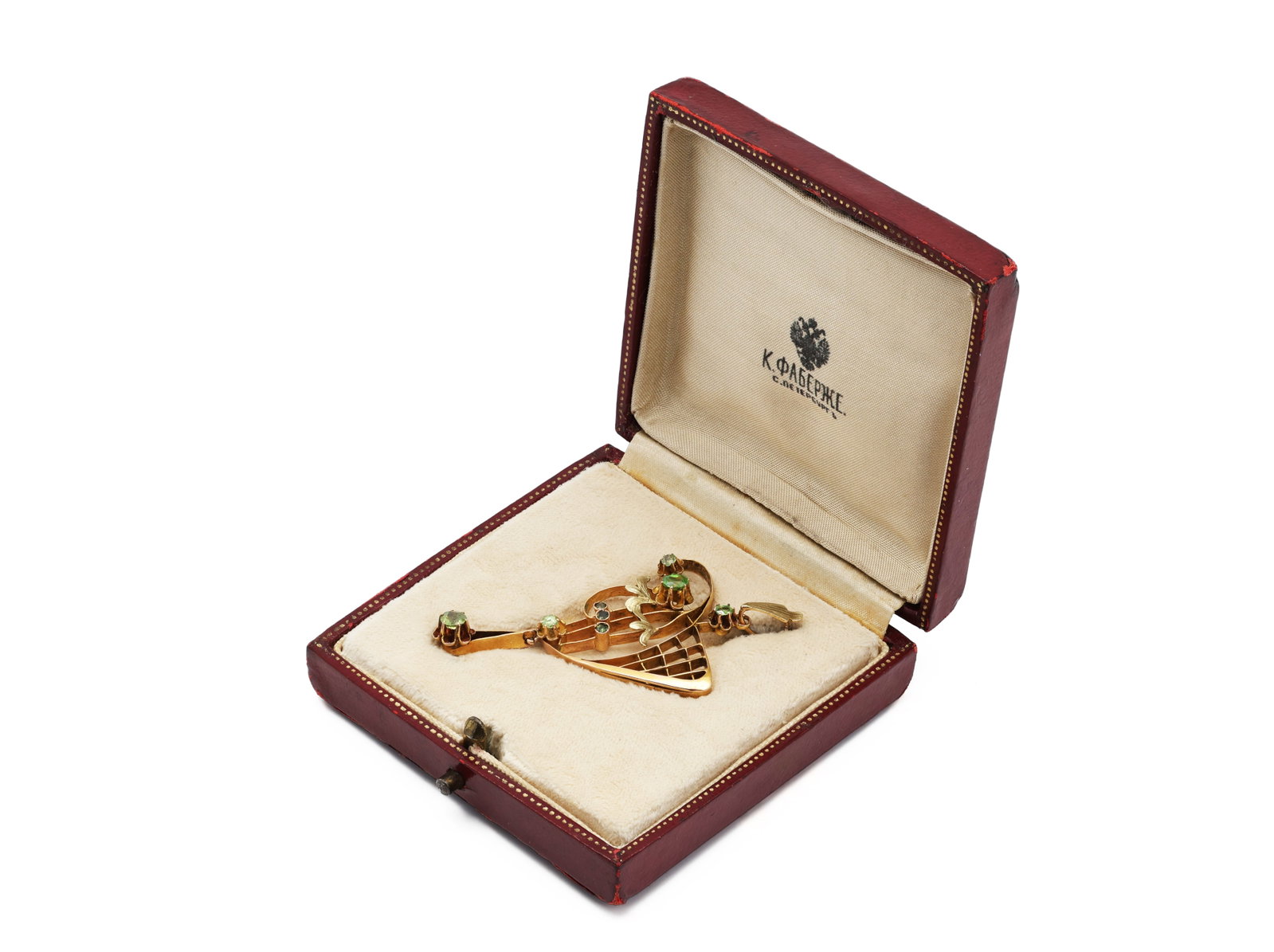 Faberge Russian 14K Gold & Demantoid Garnet Pendant Brooch (1 of 9)