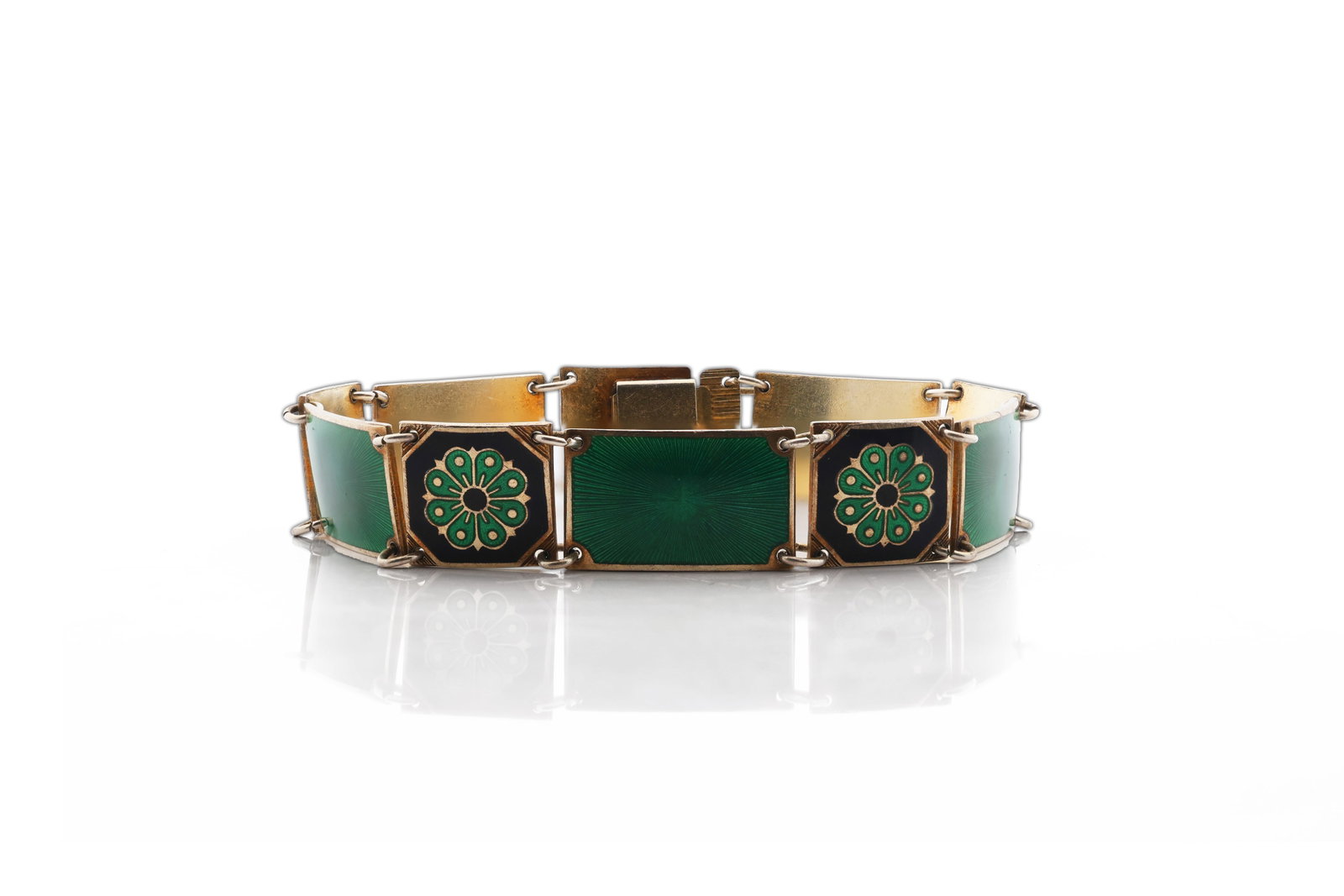 David-Andersen Norwegian Sterling Silver Guilloche Enamel Bracelet (1 of 5)
