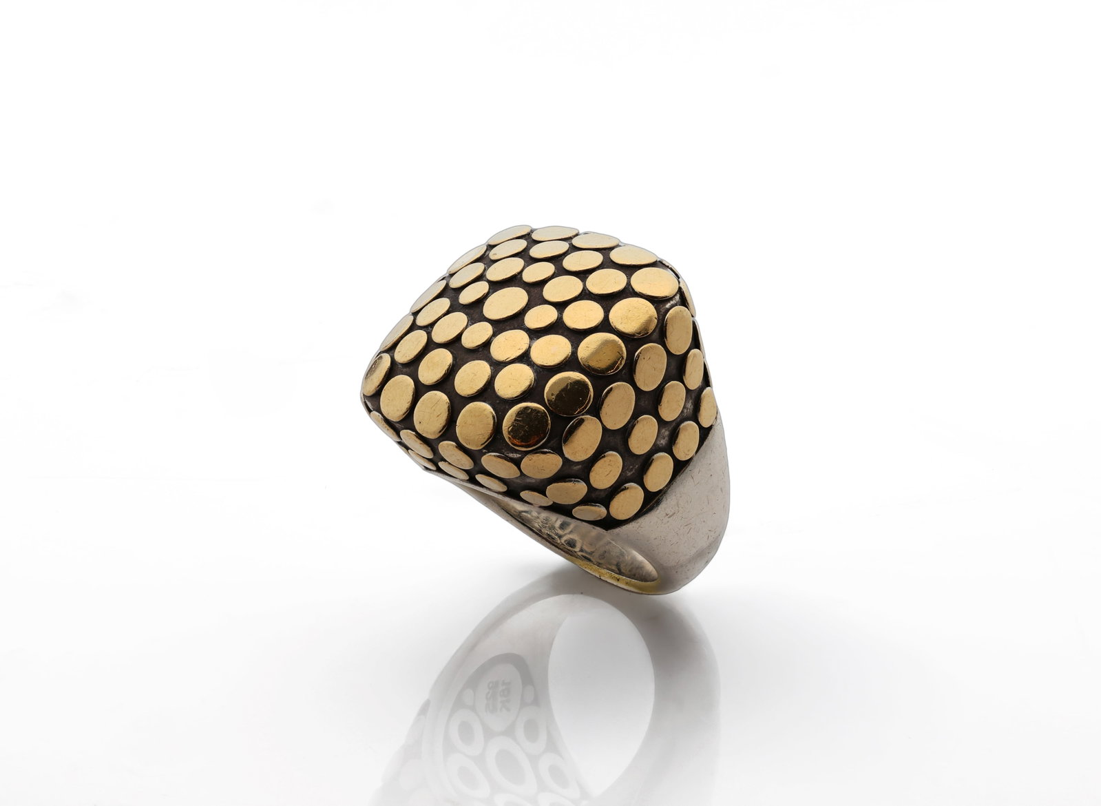 John Hardy Dot Collection Sterling Silver & 18K Gold Square Statement Ring (1 of 6)
