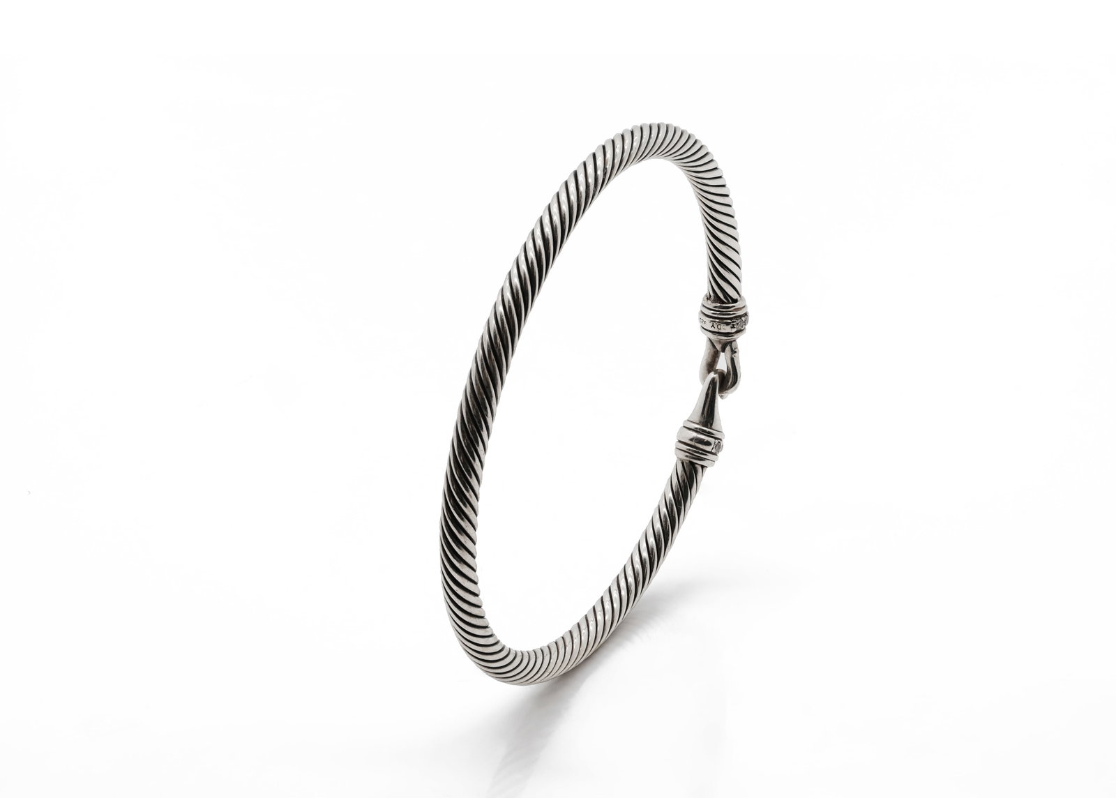 David Yurman Cable Buckle Bracelet Sterling Silver with Pave Diamonds, 5mm (1 of 7)