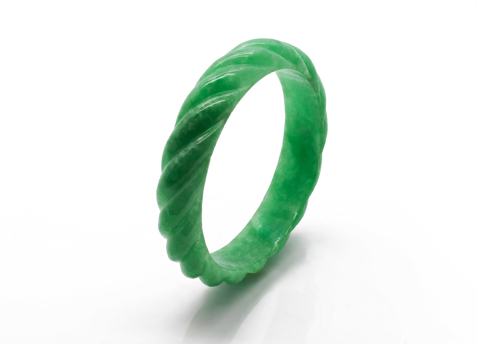 Natural Hand-Carved Green Jadeite Burma Jade Bangle Bracelet (1 of 3)