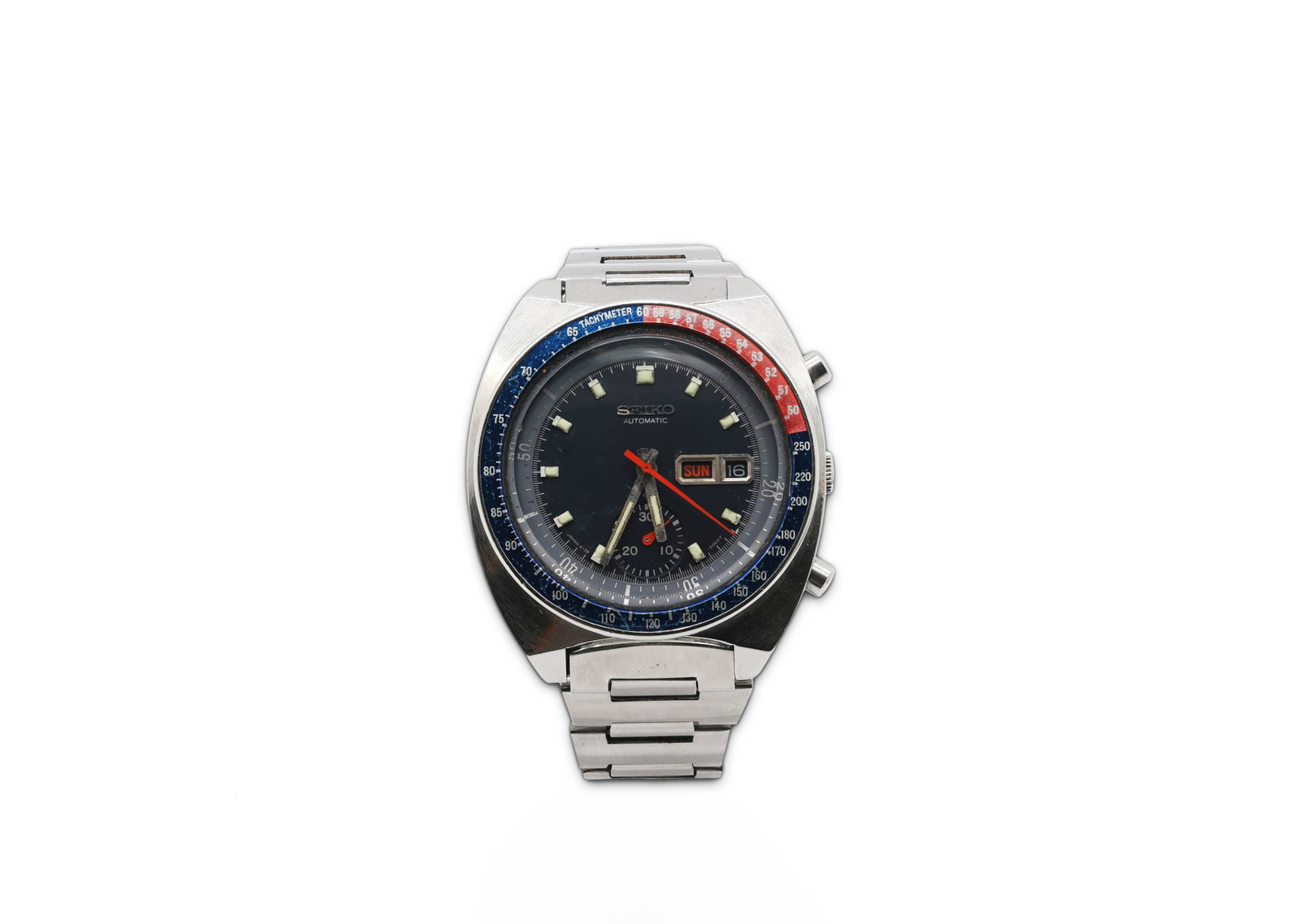 Vintage Seiko 6139-6002 Blue Pogue Automatic Chronograph Pepsi Bezel Watch: Brand: Seiko Model: 6139 Blue Pogue Reference: 6139-6002 Serial Number: 7N7XXXX Origin: Japan Date: 1970s