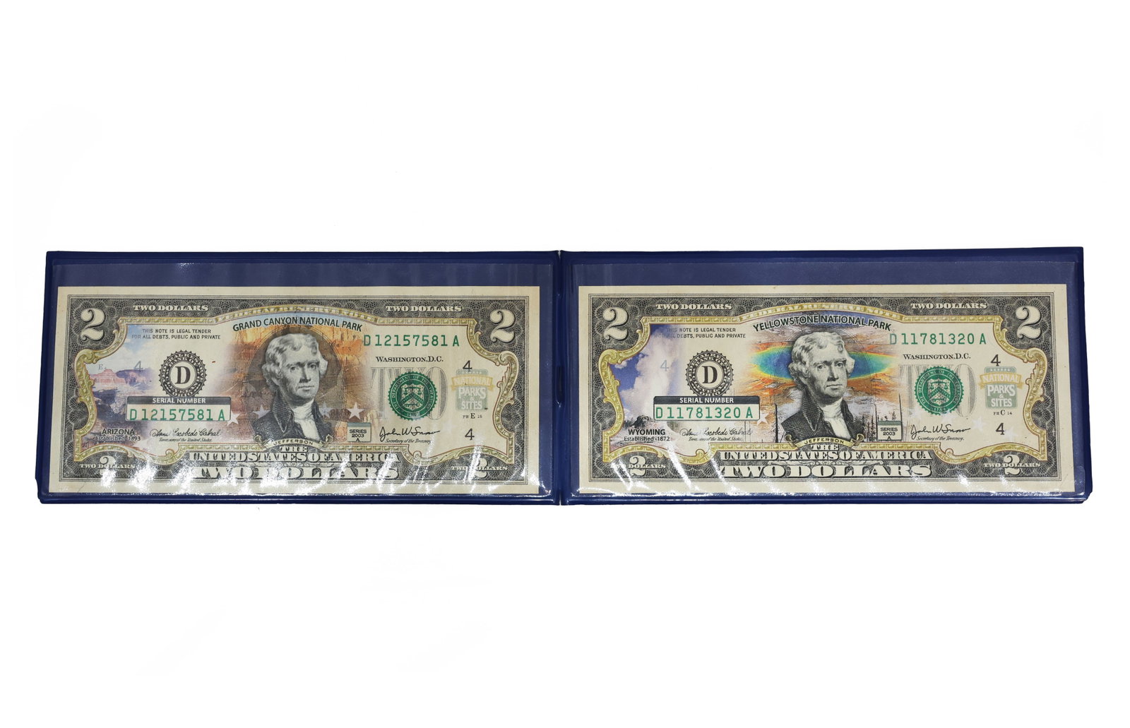 2003 National Parks Colorized $2 Federal Reserve Notes (1 of 5)